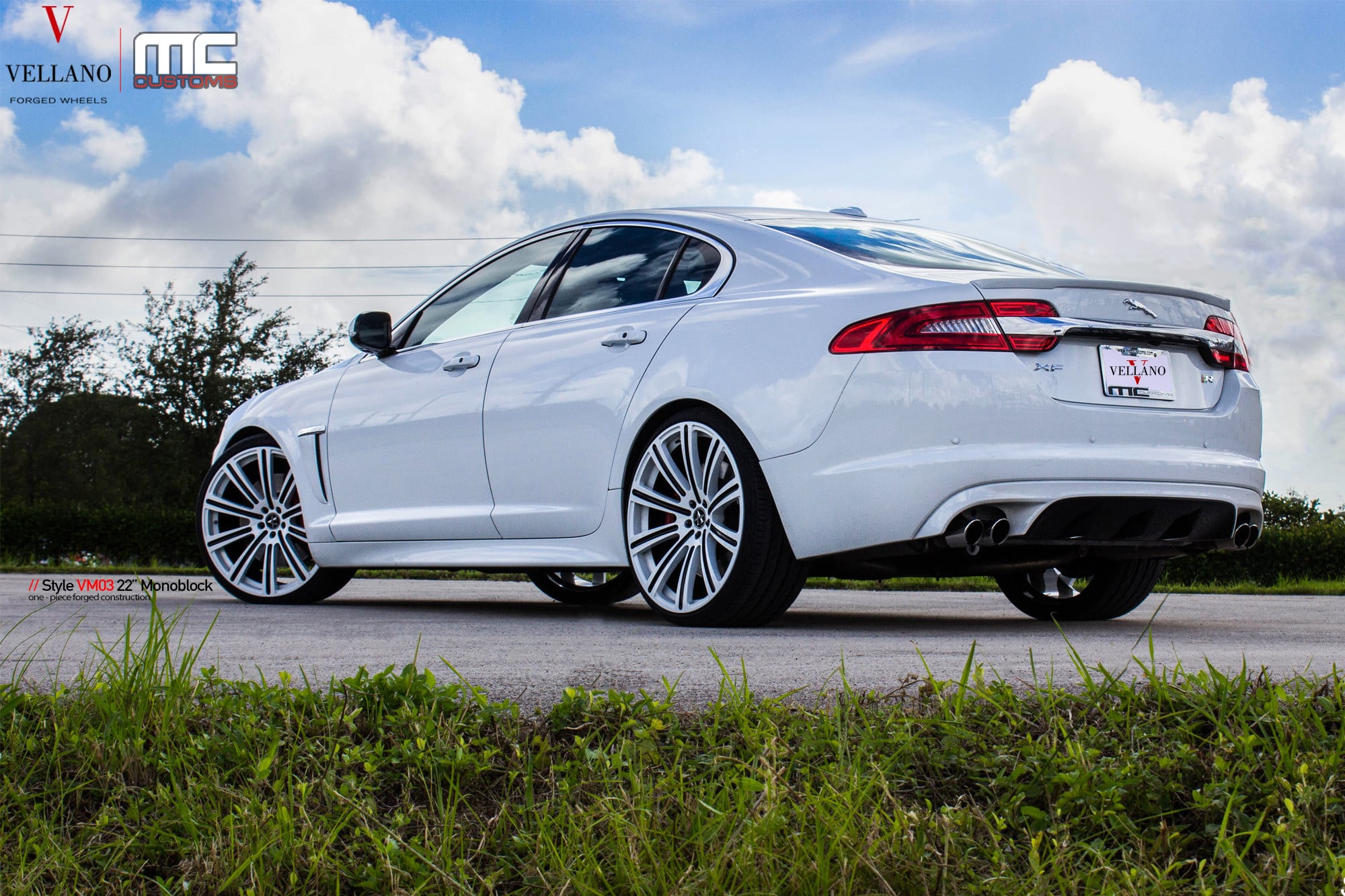 22 Inch Vellano Rims on White Jaguar XF - Photo by Vellano