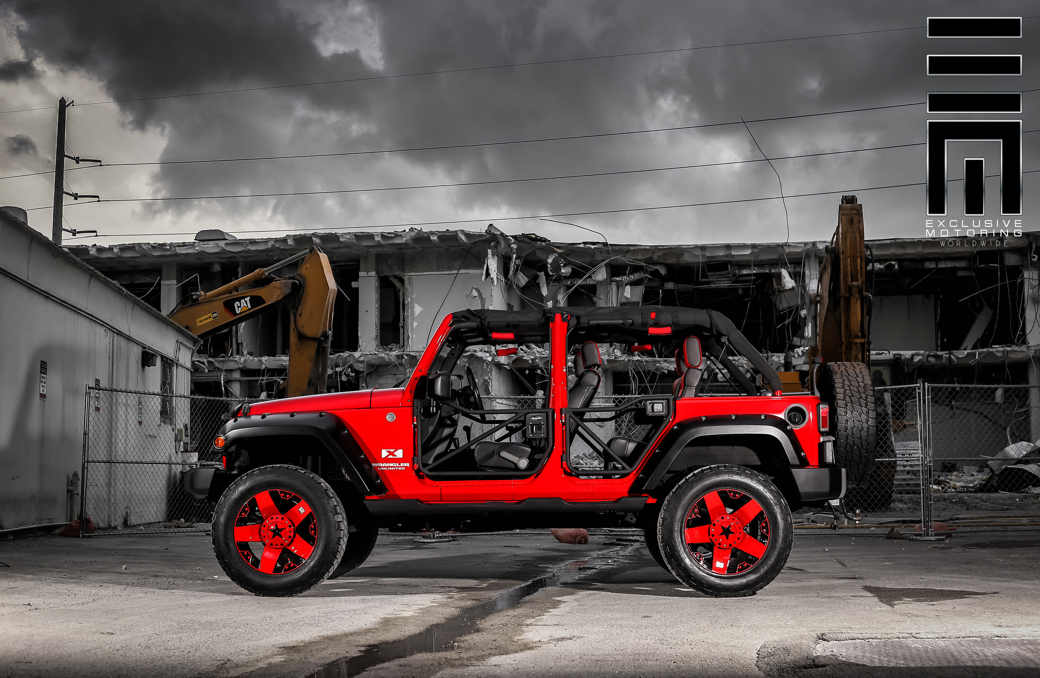 Red Custom JK Wrangler With Tubular Doors - Photo by Exclusive Motoring
