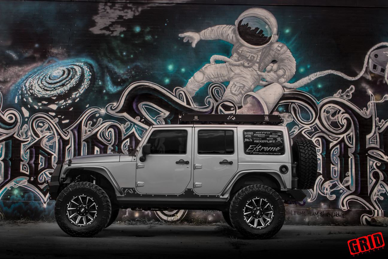 Lifted Jeep Wrangler JK Unlimited With Fab Fours Cargo Basket - Photo by Grid Off-road