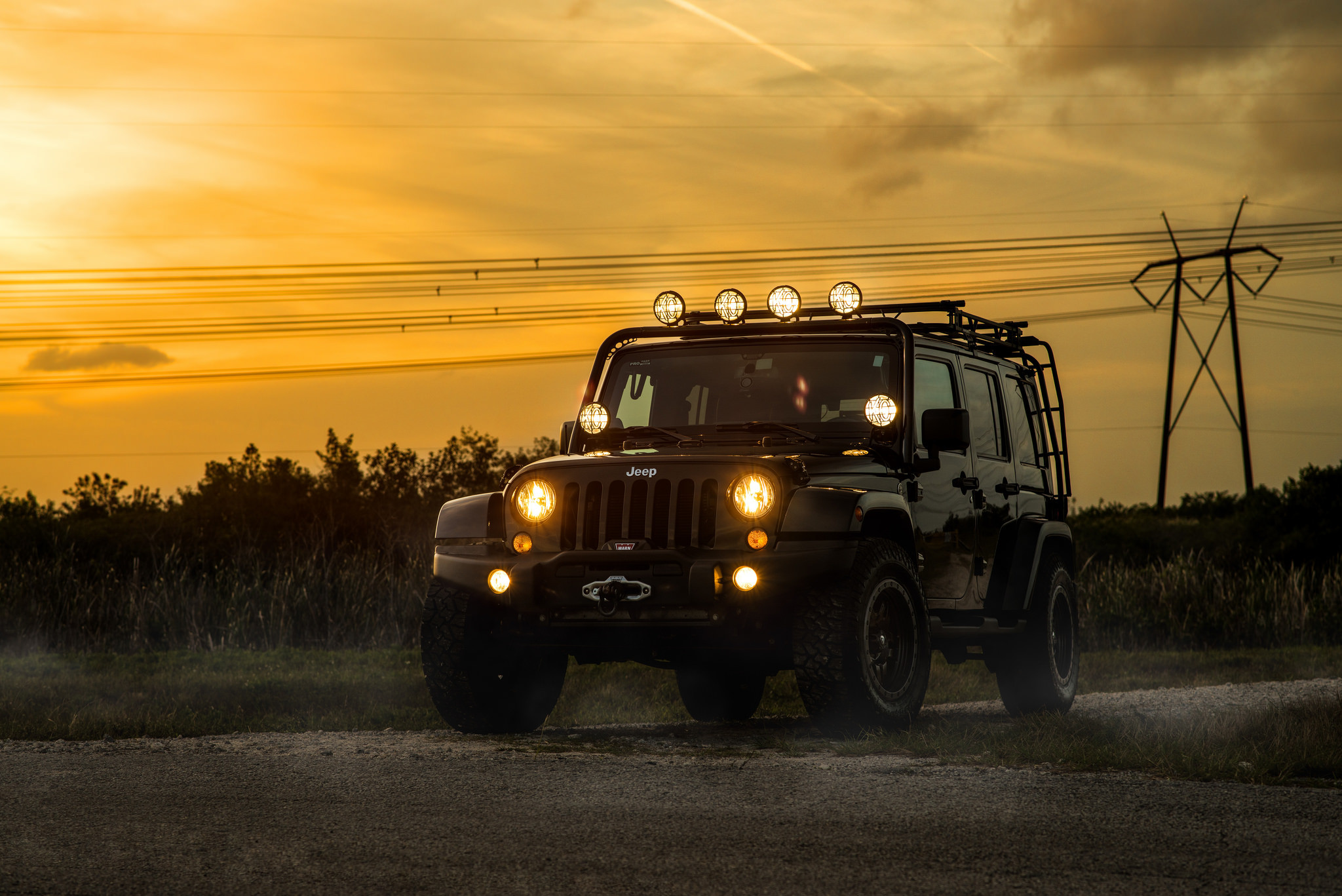 Black Jeep Wrangler with Warn Winch Front Bumper - Photo by Fuel Offroad