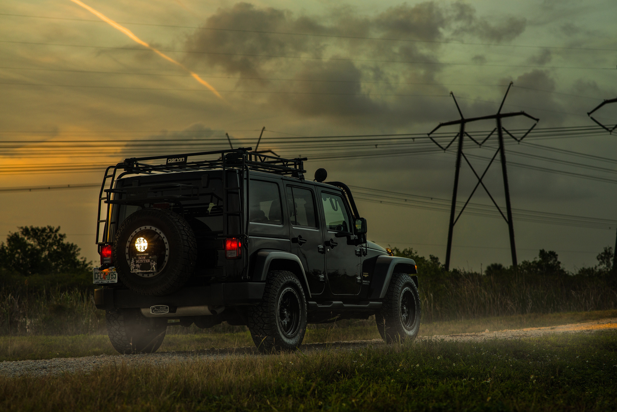 Black Jeep Wrangler with Garvin Adventure Rack Ladder - Photo by Fuel Offroad