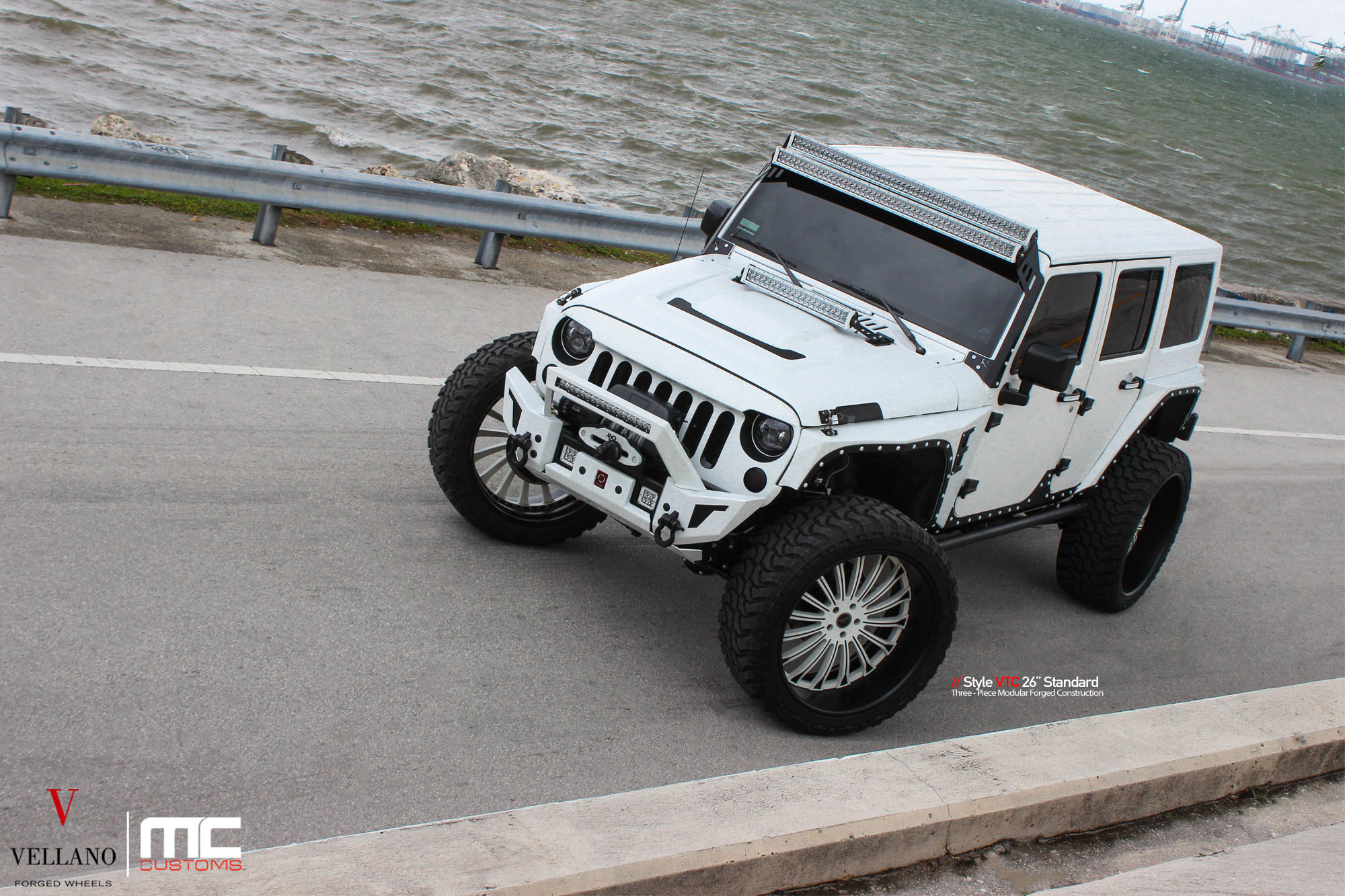 Aftermarket Fender Flares on White Jeep Wrangler - Photo by Vellano