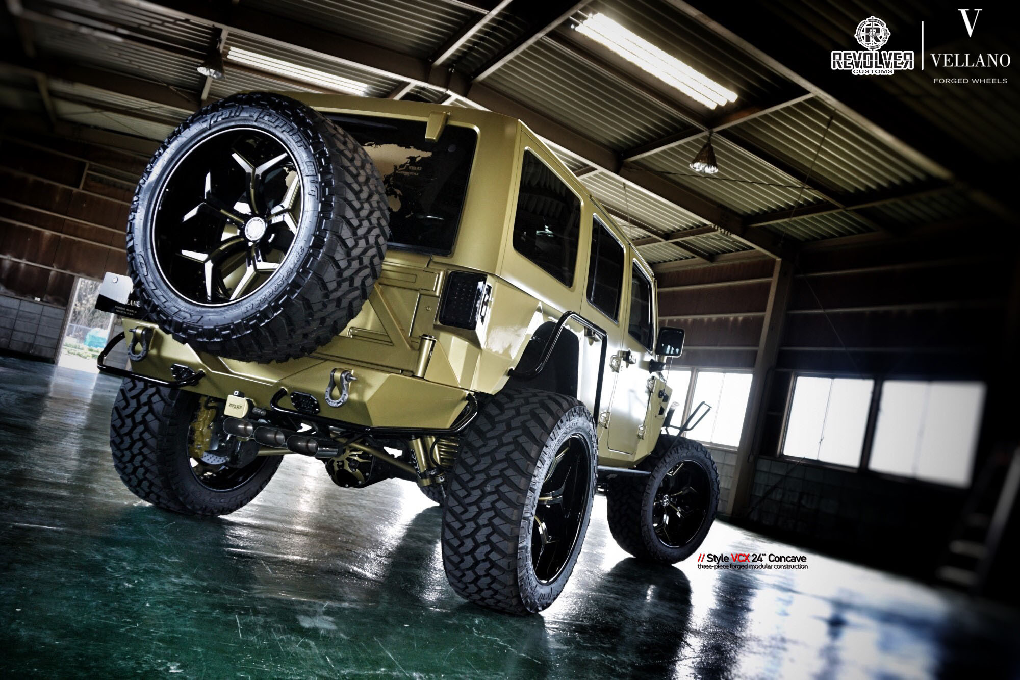 Custom Jeep Wrangler with Spare Tire Kit - Photo by Vellano