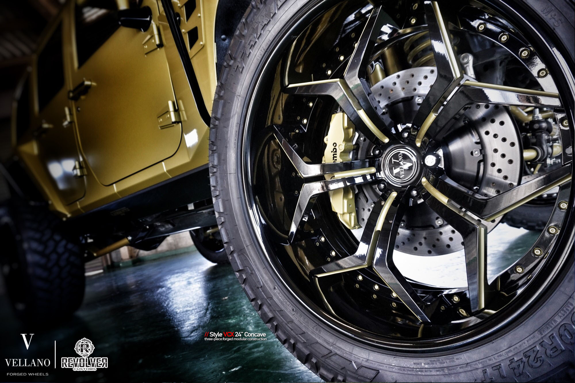 24 Inch Black Vellano Rims on Custom Jeep Wrangler - Photo by Vellano