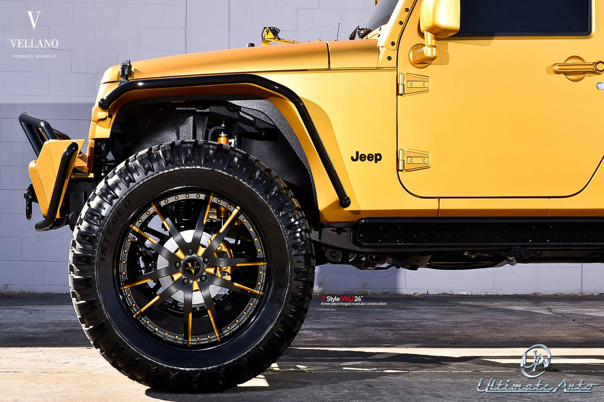 Orange Jeep Wrangler with Fox Suspension Kit - Photo by Vellano