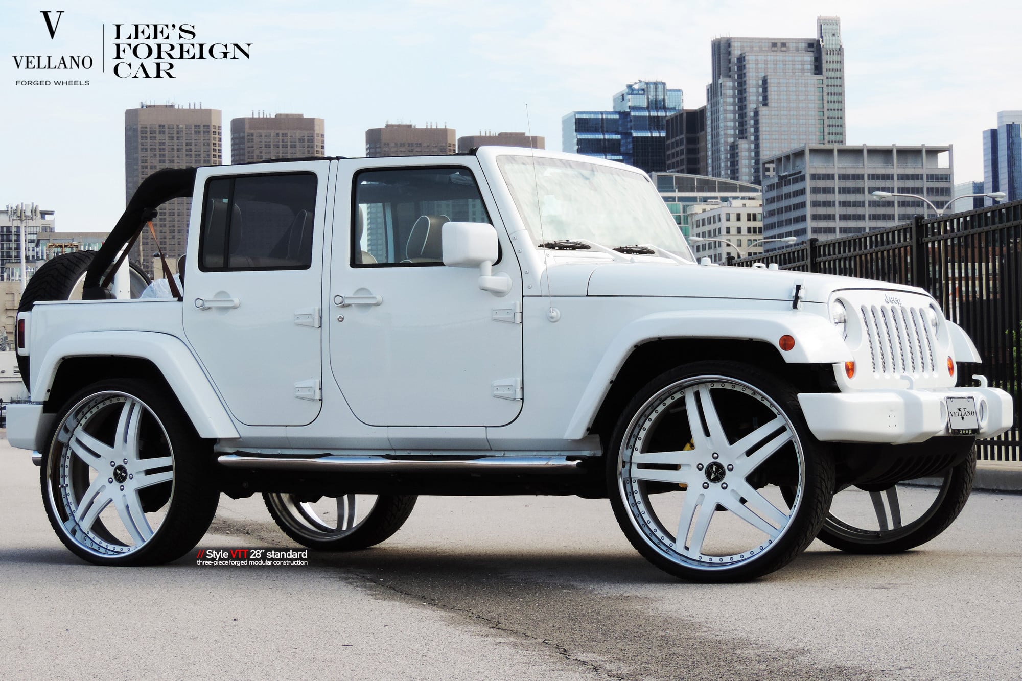 White Jeep Wrangler with Vellano Wheels - Photo by Vellano