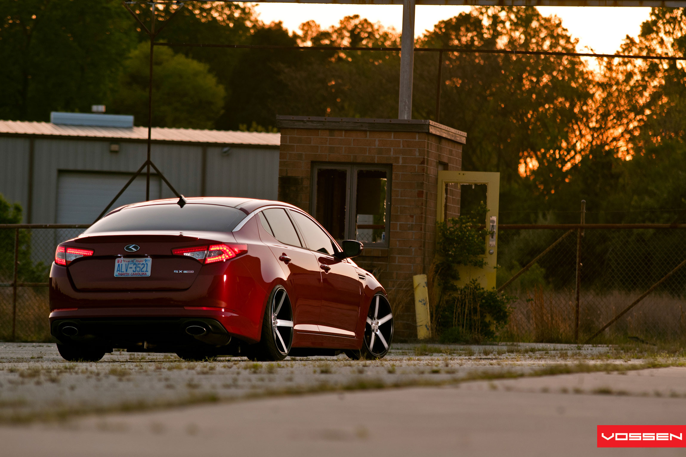 Red LED Taillights on Custom Kia Optima SX - Photo by Vossen