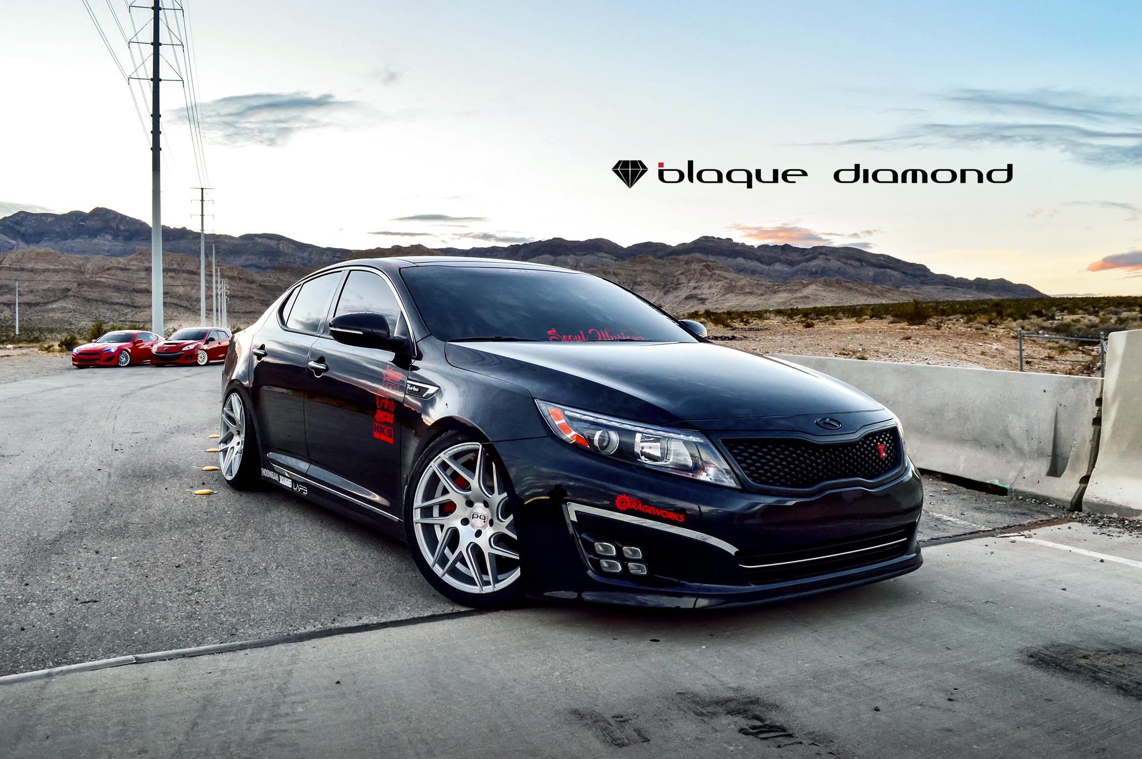 Black Kia Optima with Silver Blaque Diamond Wheels - Photo by Blaque Diamond