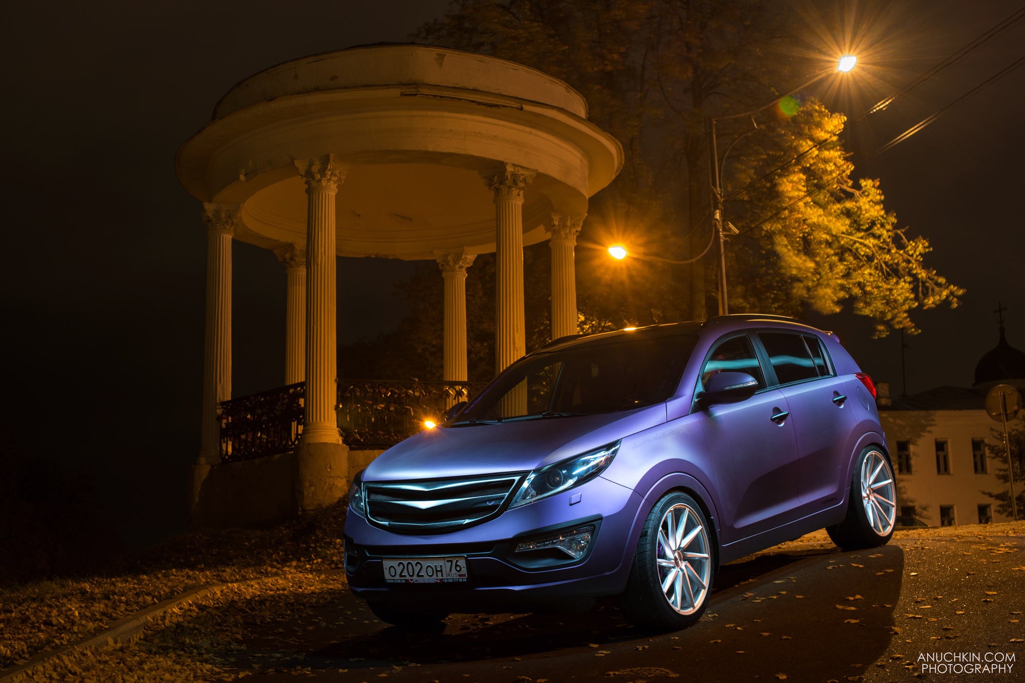 Purple Matte Kia Sportage with Chrome CVT Vossen Rims - Photo by Vossen