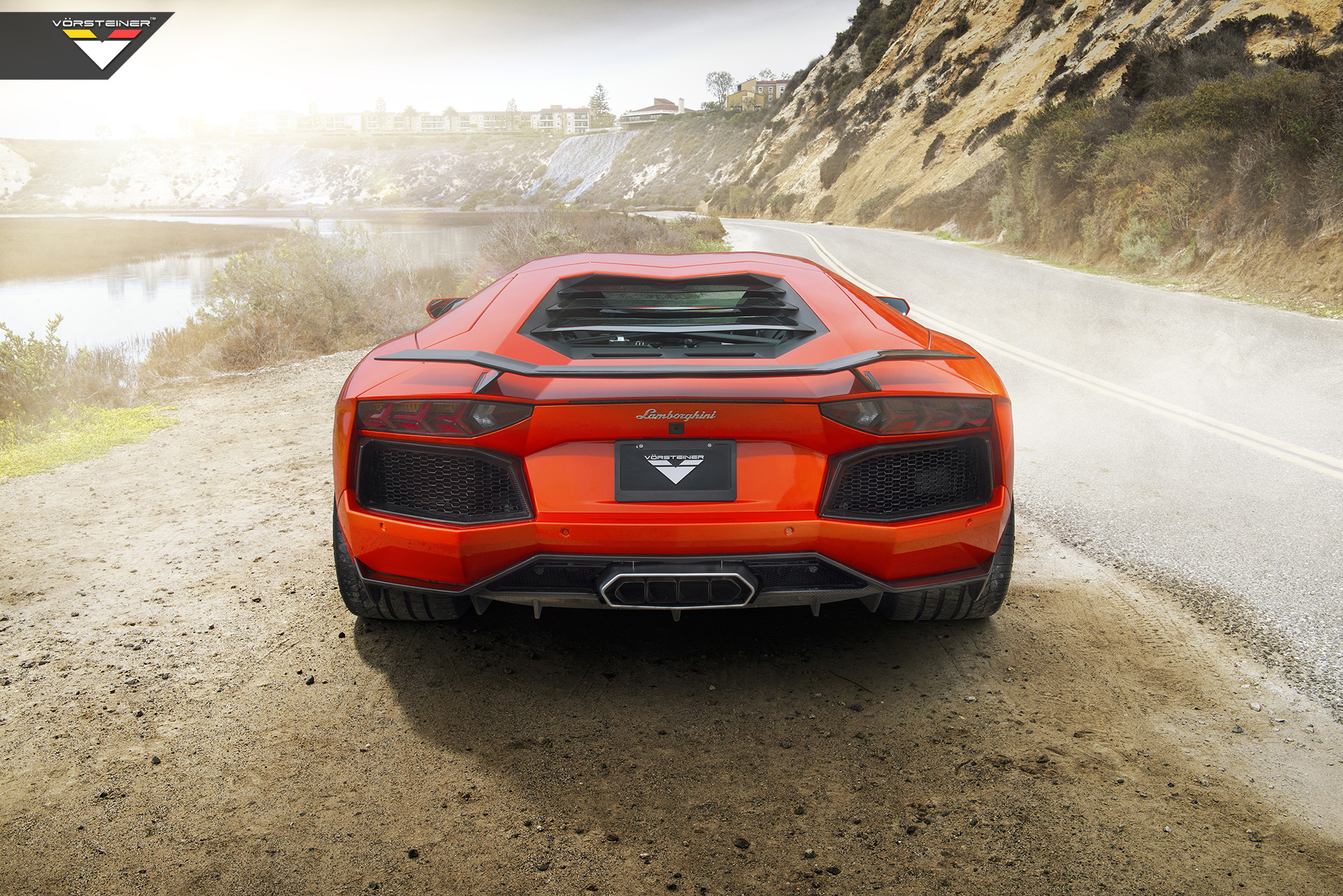 Orange Lamborghini Aventador with Red Smoke Taillights - Photo by Vorstiner
