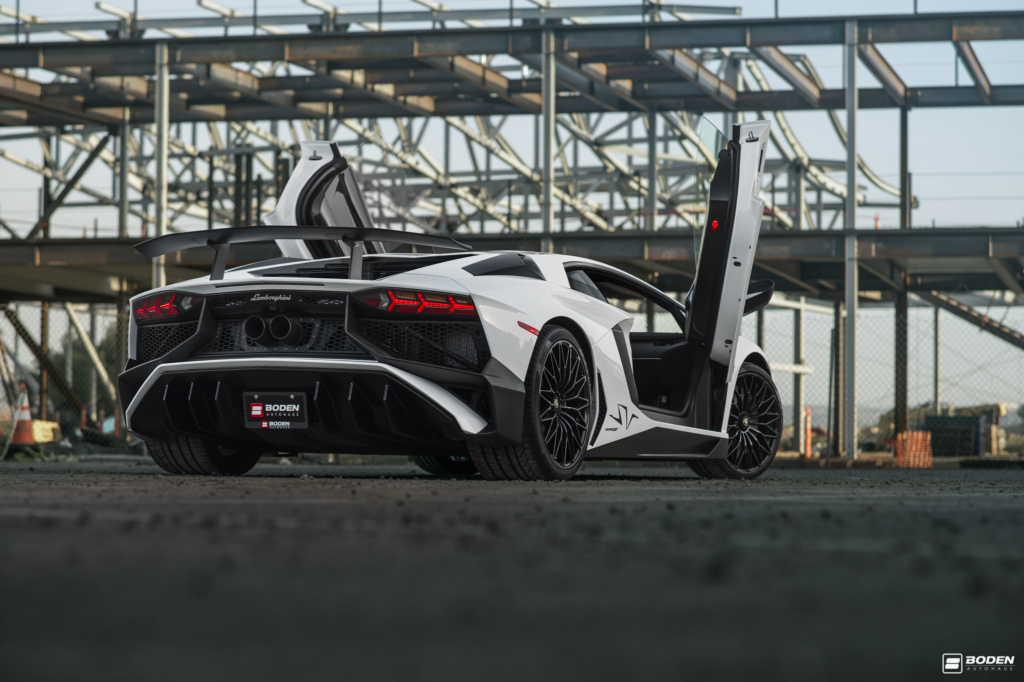 Large Wing Spoiler on White Lamborghini Aventador - Photo by Boden Autohaus