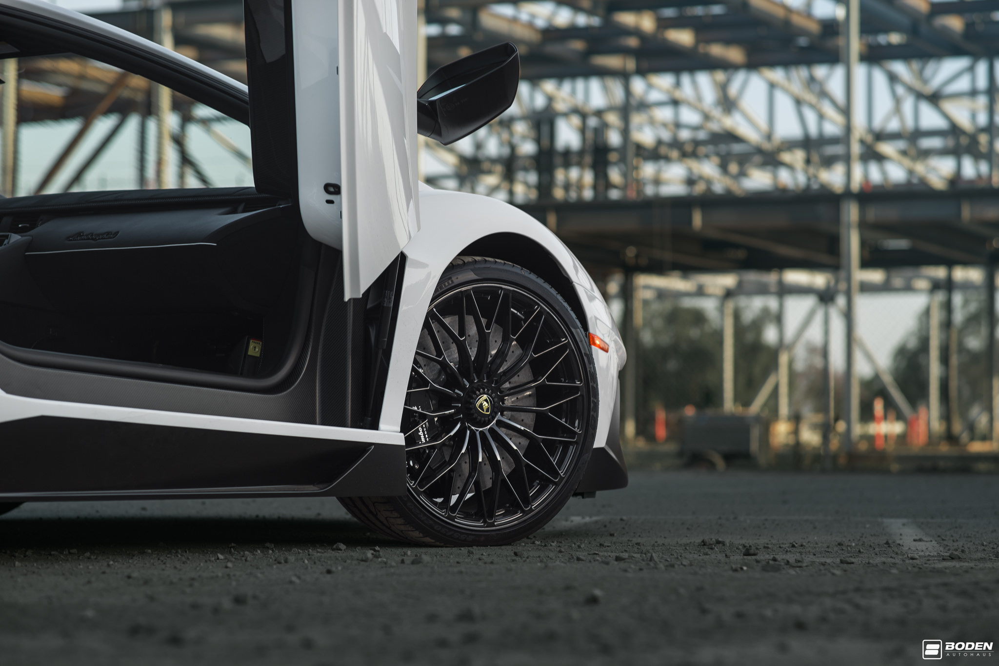 Custom White Lamborghini Aventador Side Skirts - Photo by Boden Autohaus