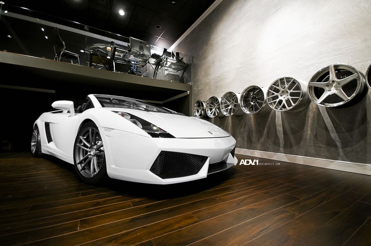 White Convertible Lamborghini Gallardo with Custom Headlights - Photo by ADV.1