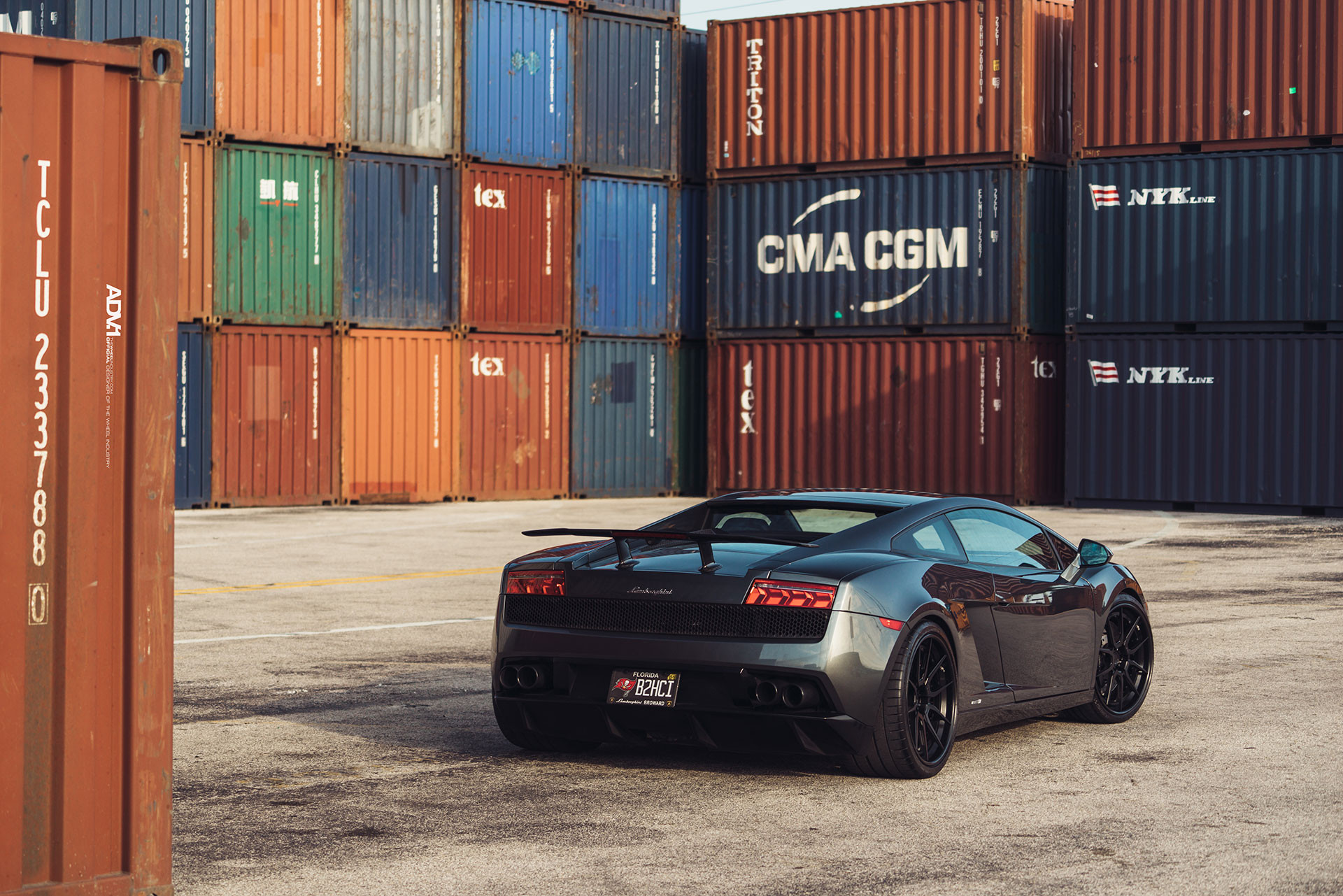 Black Lamborghini Gallardo with Large Wing Spoiler - Photo by ADV.1