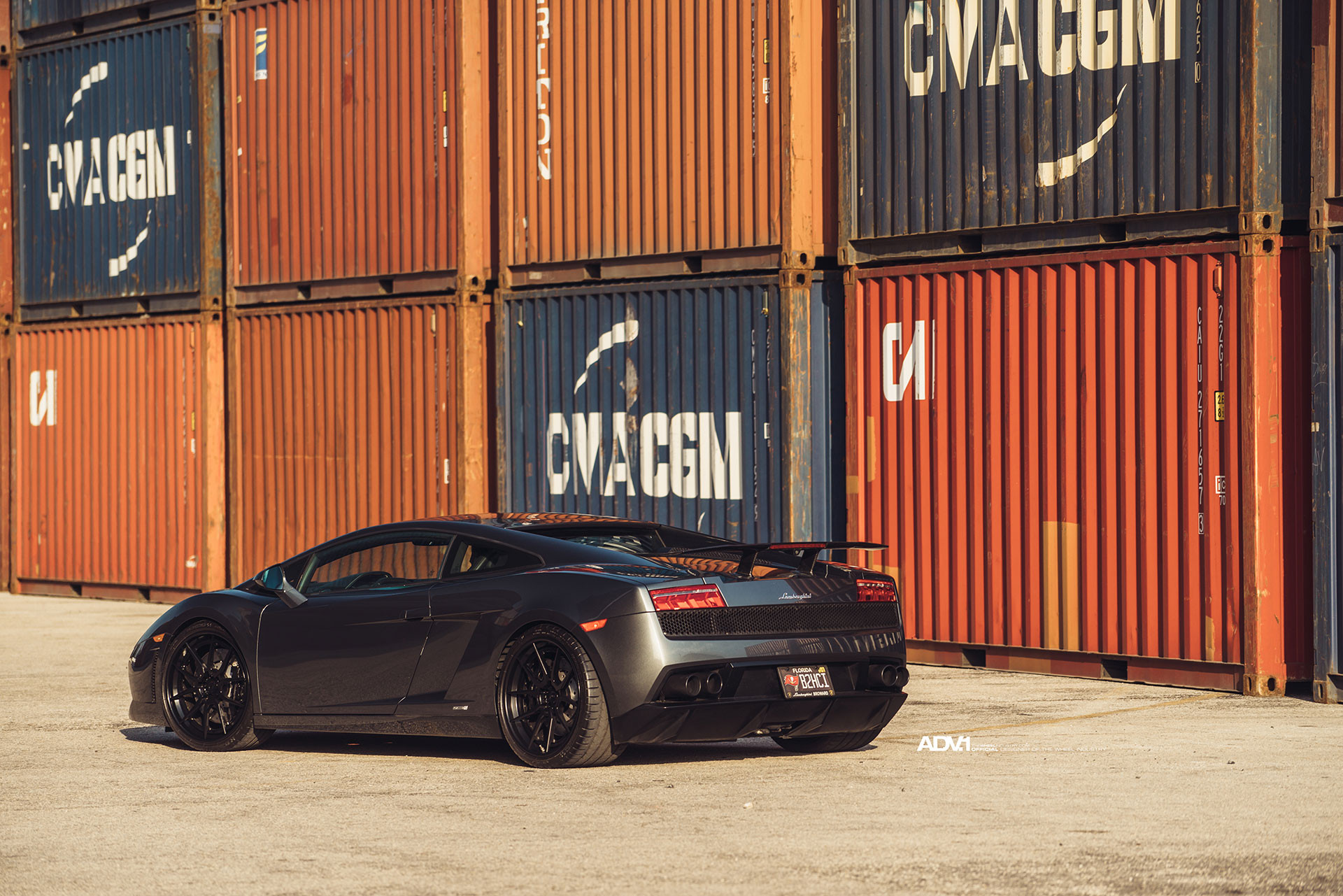 Custom Rear Diffuser on Black Lamborghini Gallardo - Photo by ADV.1