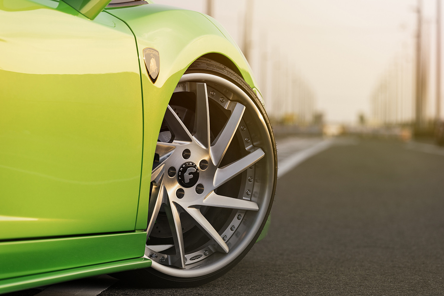 Chrome Forgiato Wheels on Green Lamborghini Gallardo - Photo by Forgiato