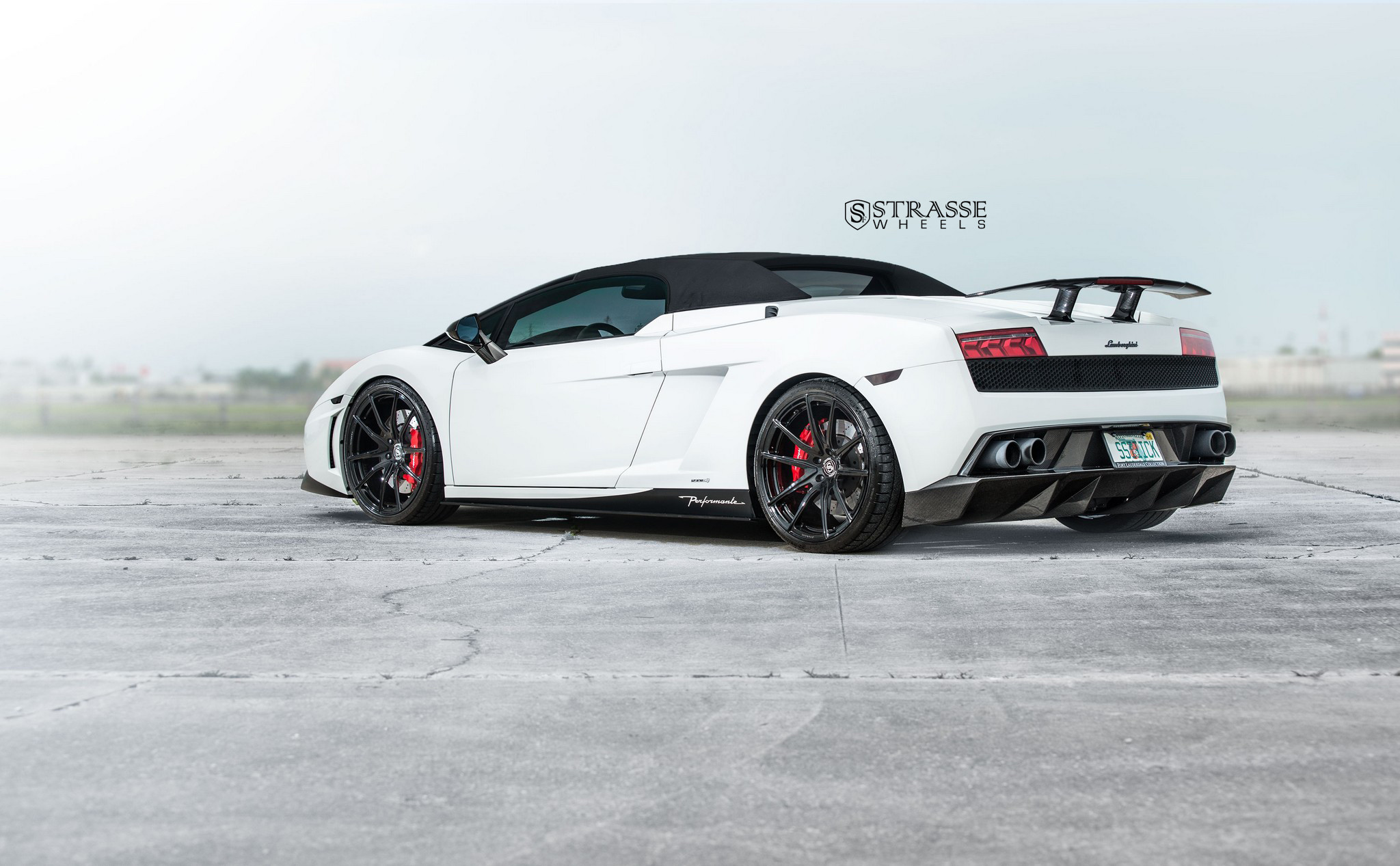 Carbon Fiber Rear Spoiler on White Lamborghini Gallardo - Photo by Strasse Forged