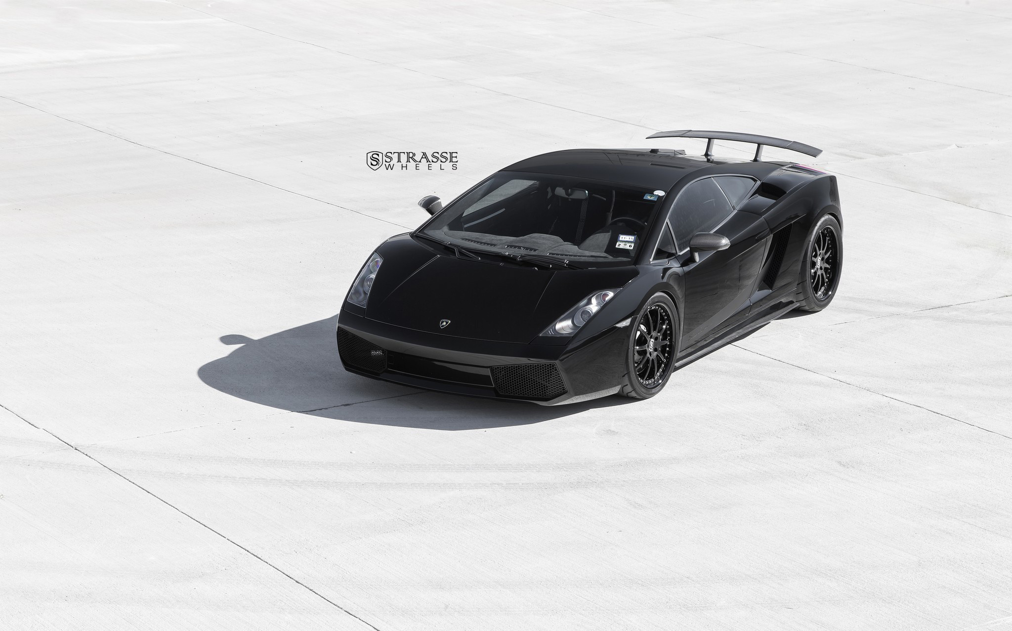 Custom Halo Headlights on Black Lamborghini Gallardo - Photo by Strasse Forged