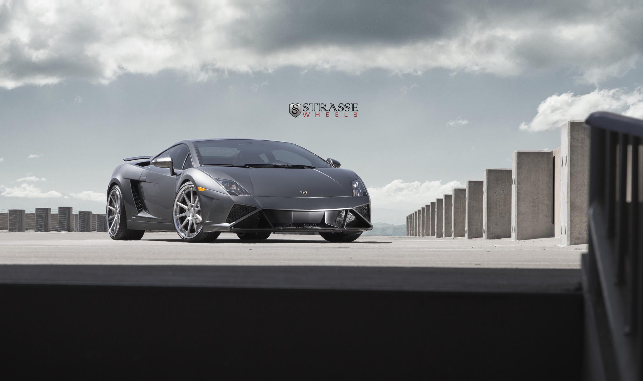 Gray Lamborghini Gallardo with Dark Smoke Headlights - Photo by Strasse Forged