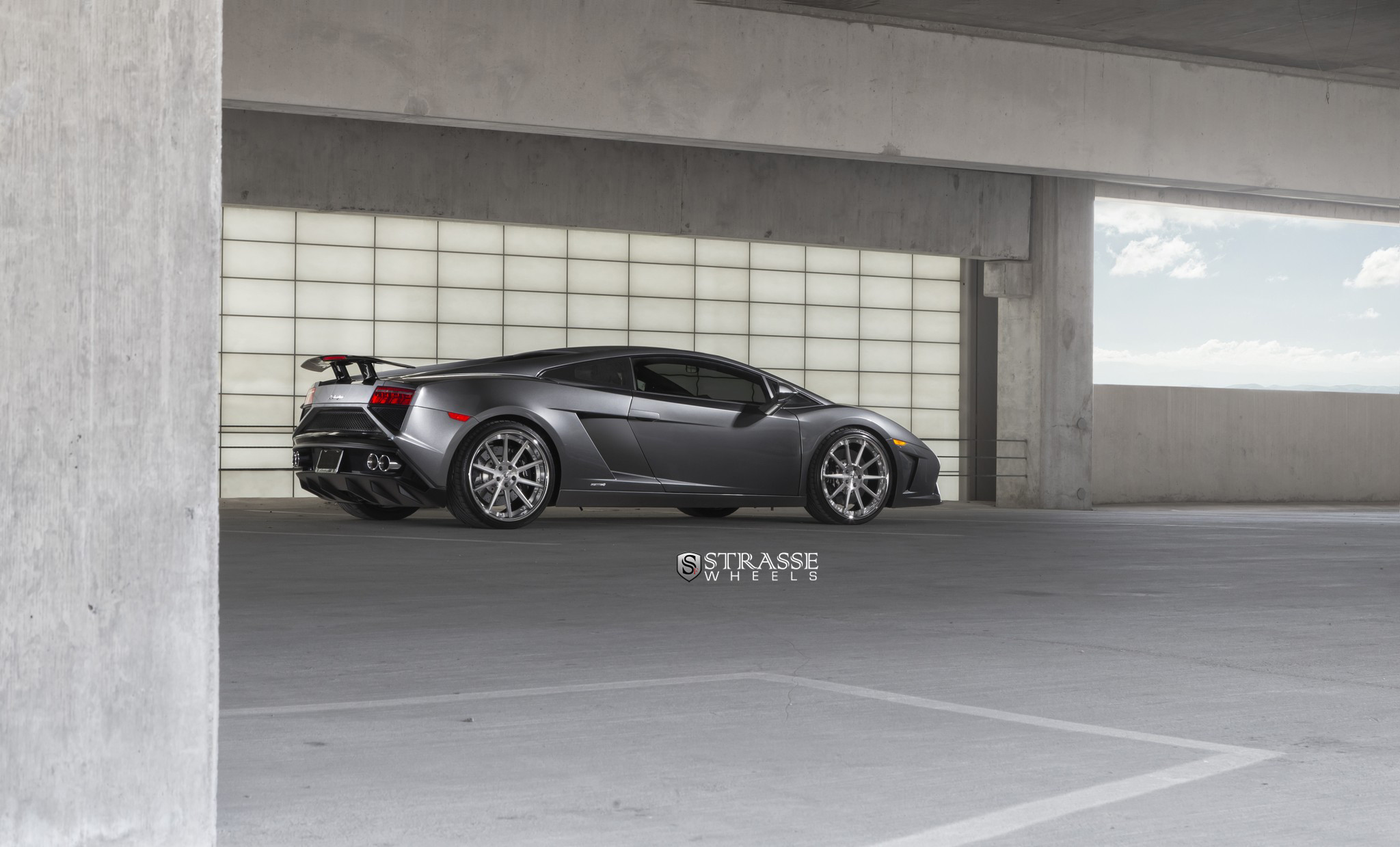 Gray Lamborghini Gallardo with Brushed Titanium Strasse Rims - Photo by Strasse Forged