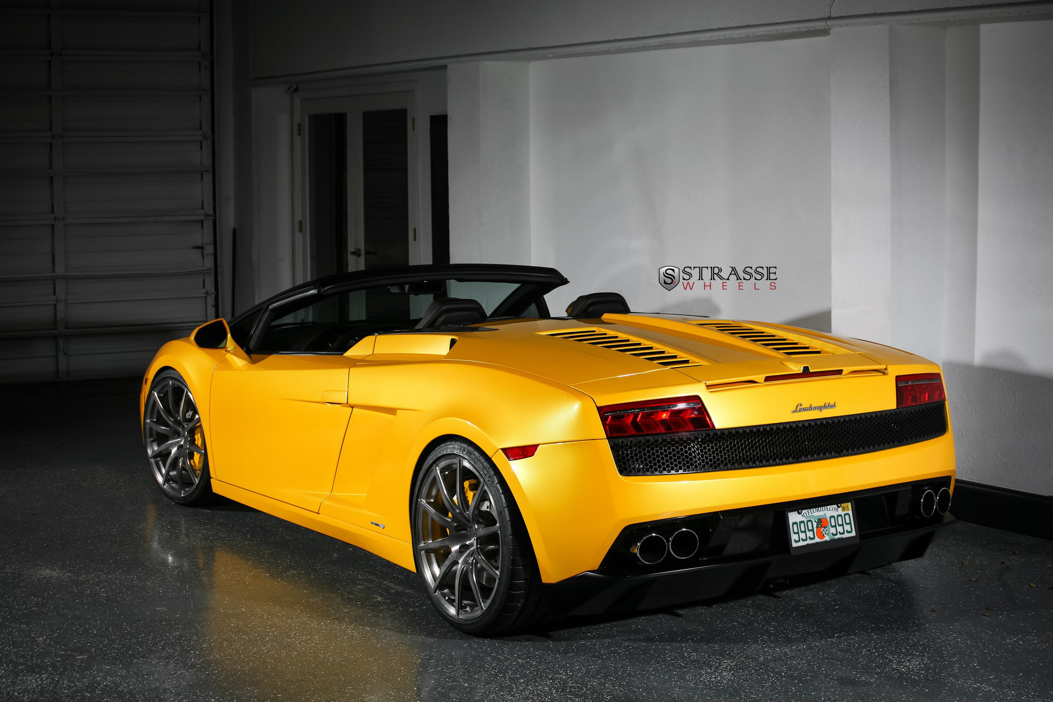 Window Louvers on Yellow Convertible Lamborghini Gallardo - Photo by Strasse Forged