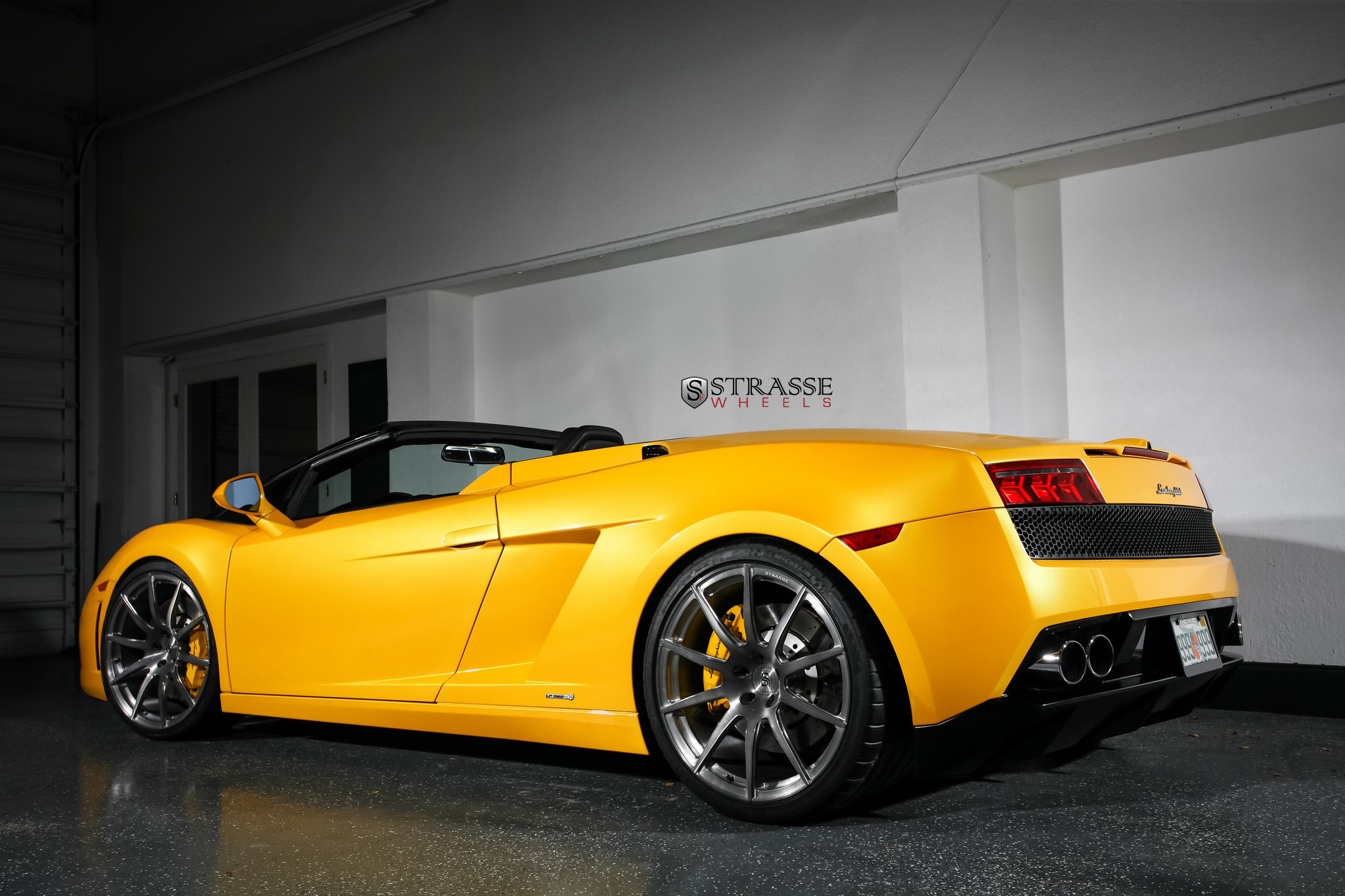 Yellow Convertible Lamborghini Gallardo on Michelin Tires - Photo by Strasse Forged