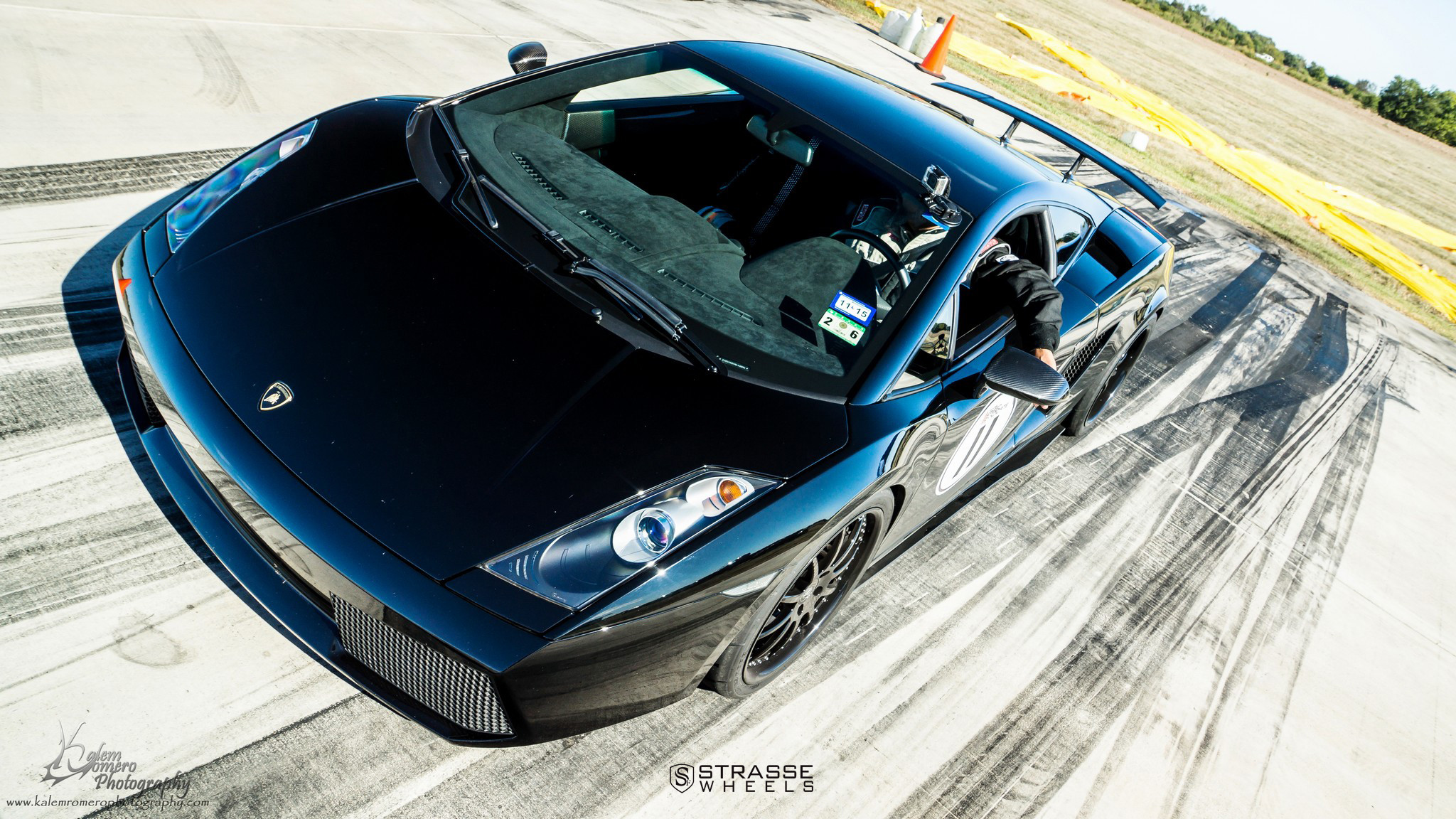Black Lamborghini Gallardo with Aftermarket Projector Headlights - Photo by Strasse Forged