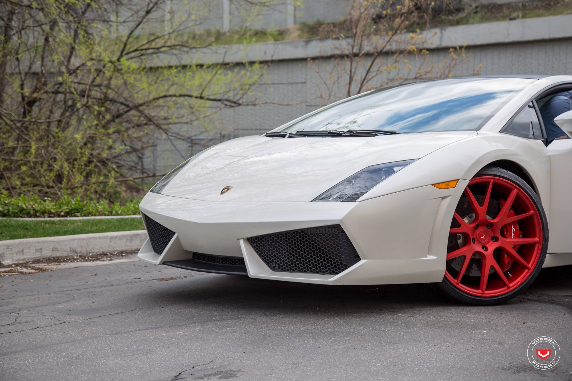 Red Forged Vossen Rims on White Lamborghini Gallardo - Photo by Vossen