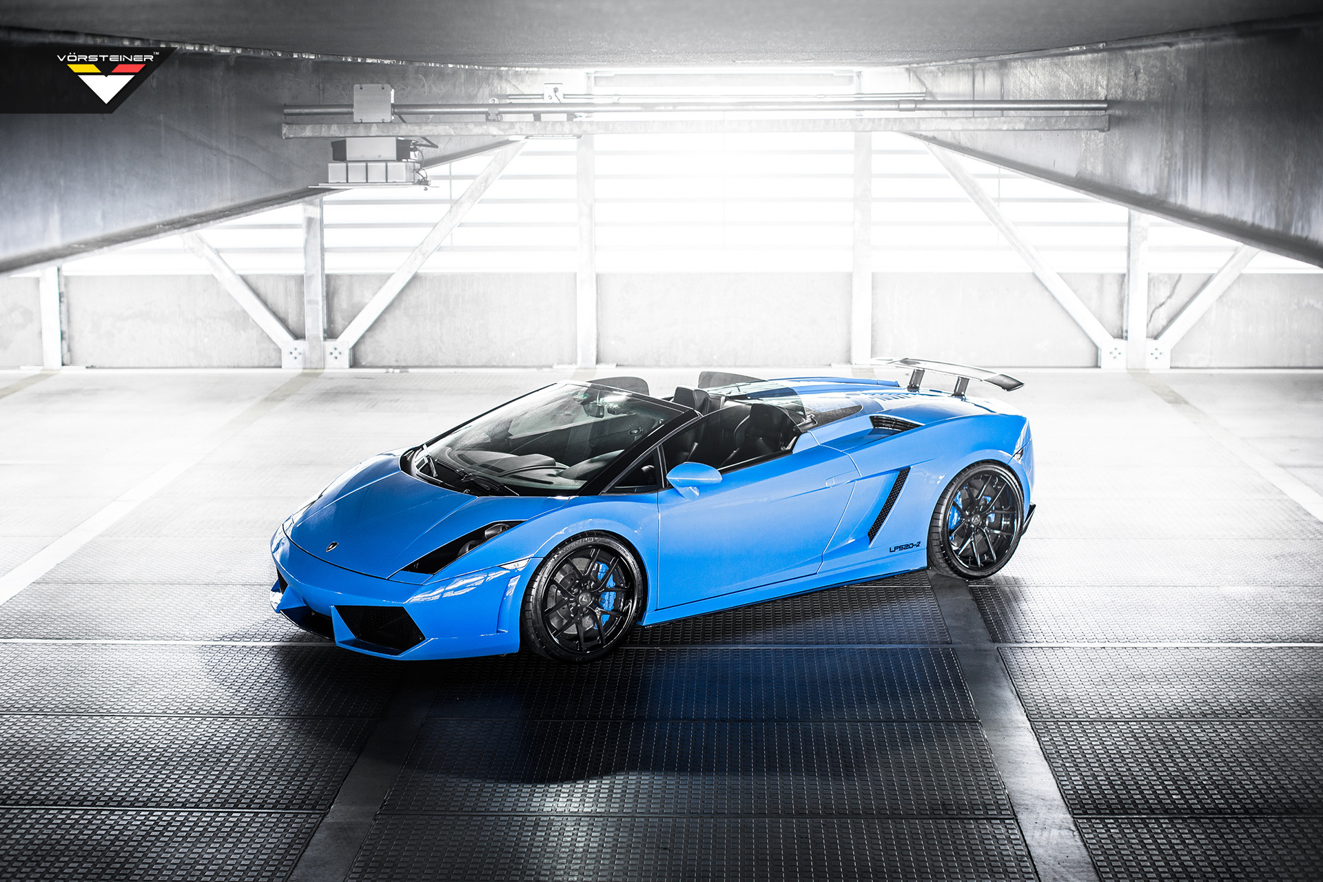 Blue Convertible Lamborghini Gallardo Dark Smoke Headlights - Photo by Vorstiner