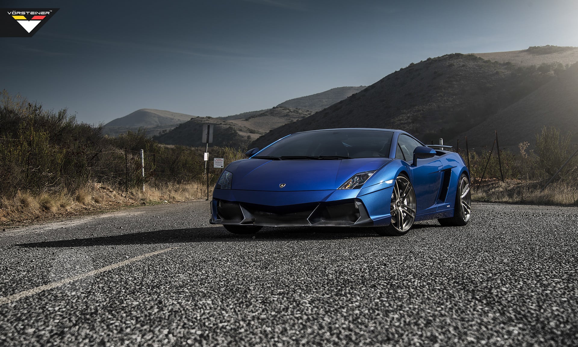 Carbon Fiber Front Lip on Blue Lamborghini Gallardo - Photo by Vorstiner