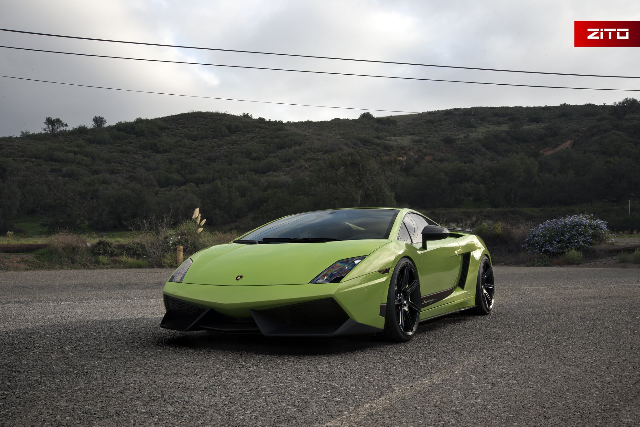 Green Lamborghini Gallardo with Dark Smoke Headlights  - Photo by Zito Wheels