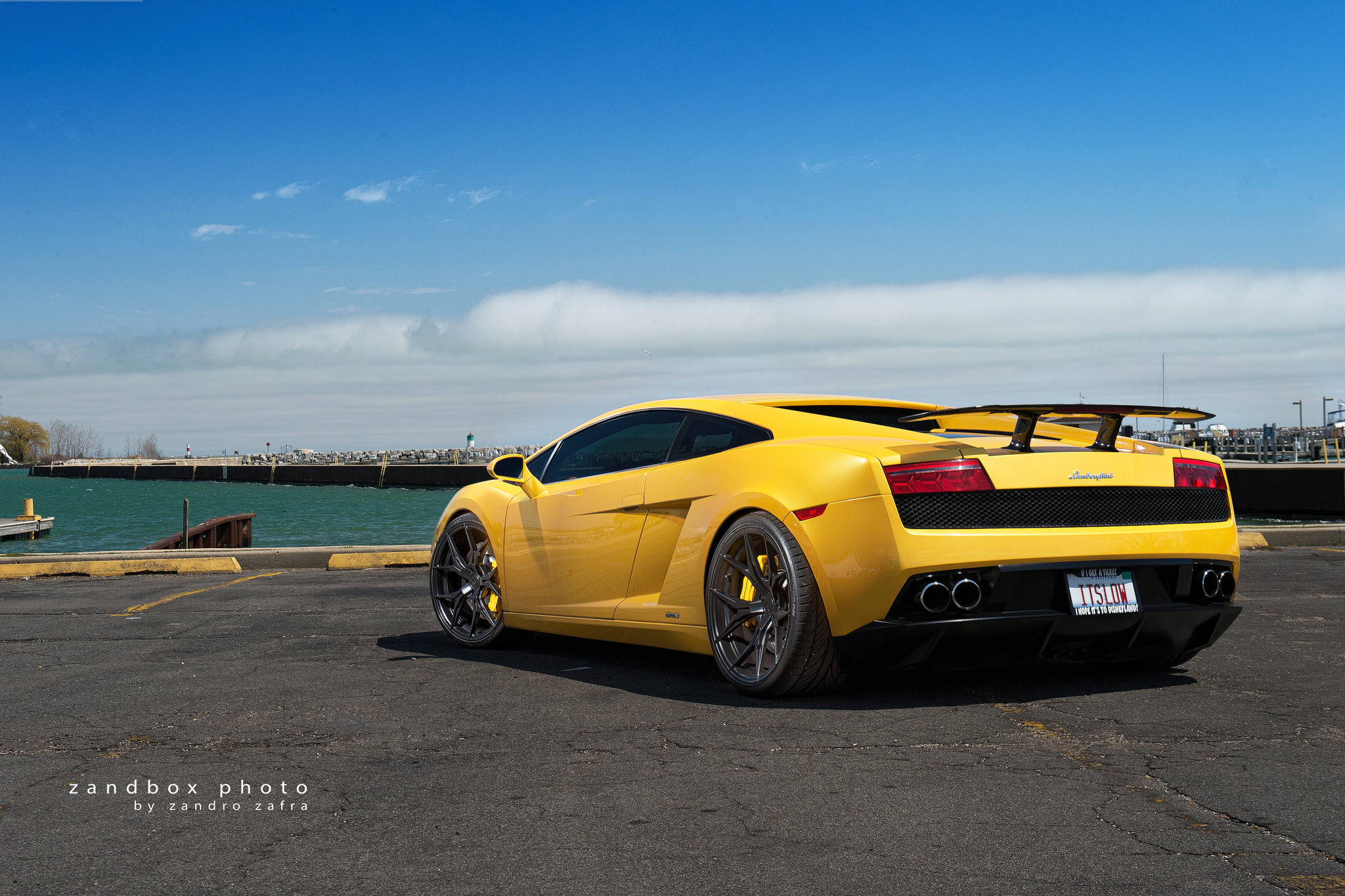 Yellow Lamborghini Gallardo with Custom Rear Spoiler - Photo by zandbox