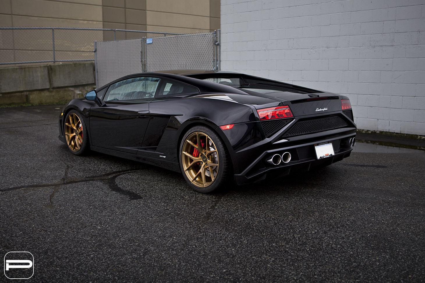 Black Lamborghini Gallardo with Aftermarket Rear Diffuser - Photo by PUR Wheels