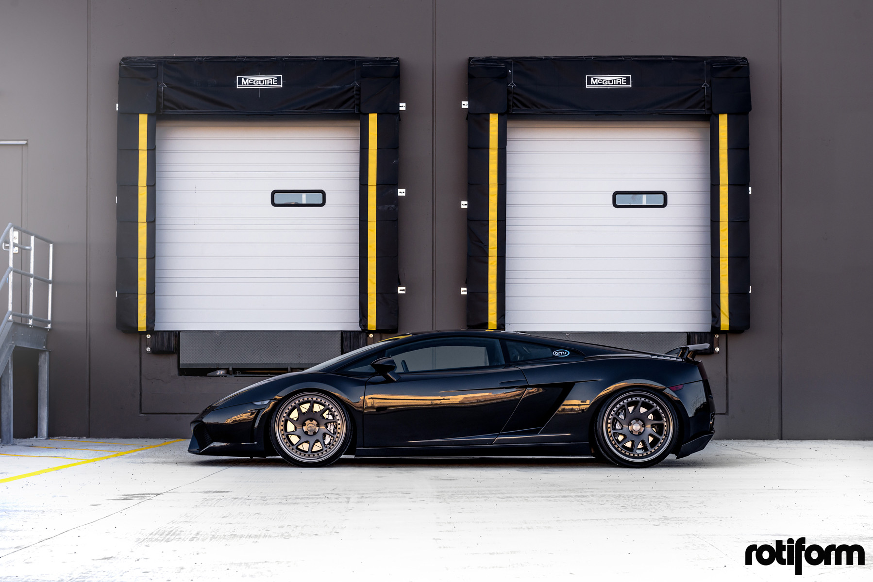 Aftermarket Side Scoops on Black Lamborghini Gallardo - Photo by Rotiform
