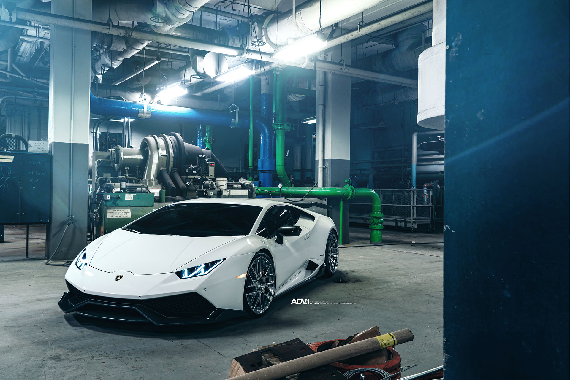 White Lamborghini Huracan with Custom Front Bumper - Photo by ADV.1