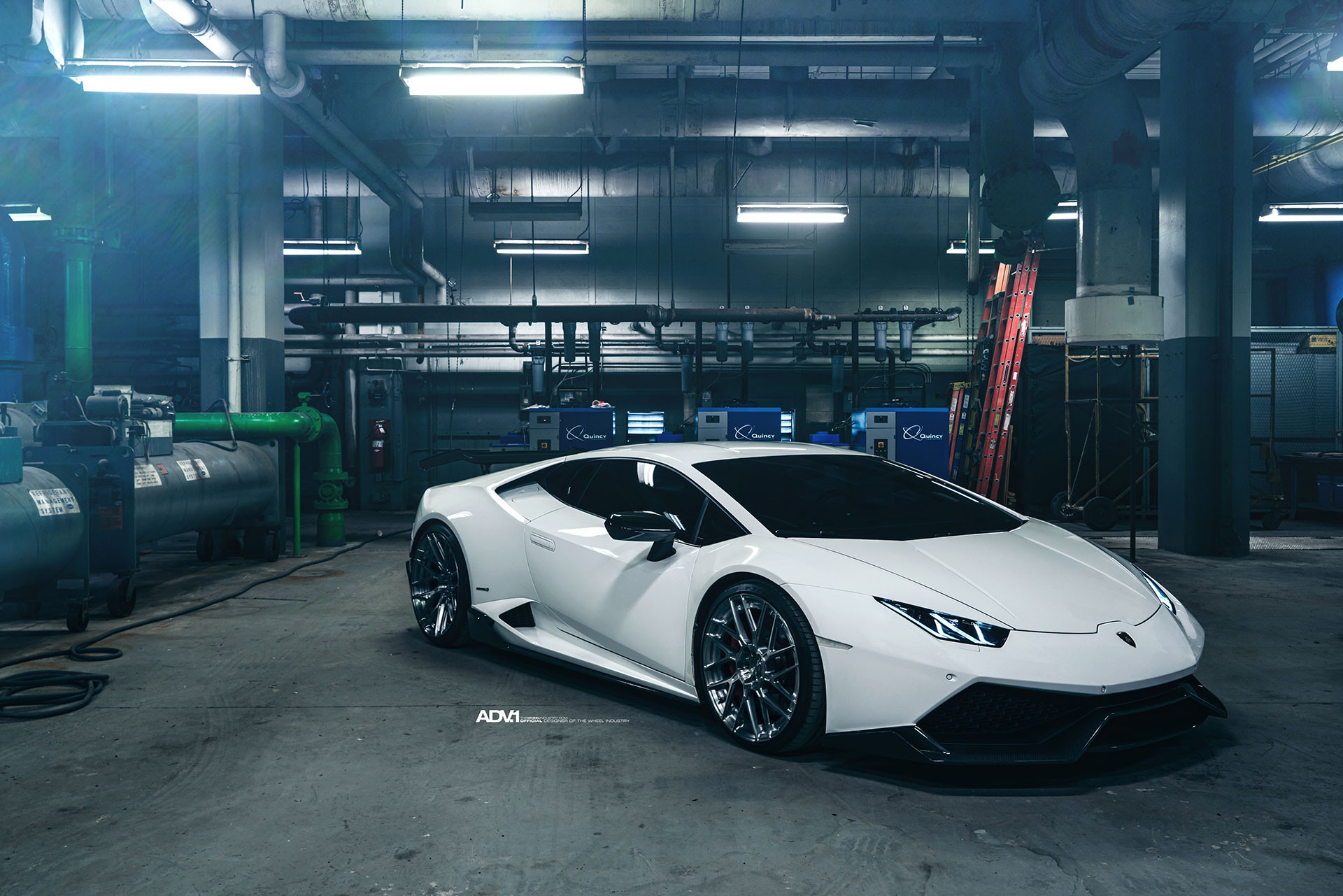 Aftermarket LED Headlights on White Lamborghini Huracan - Photo by ADV.1