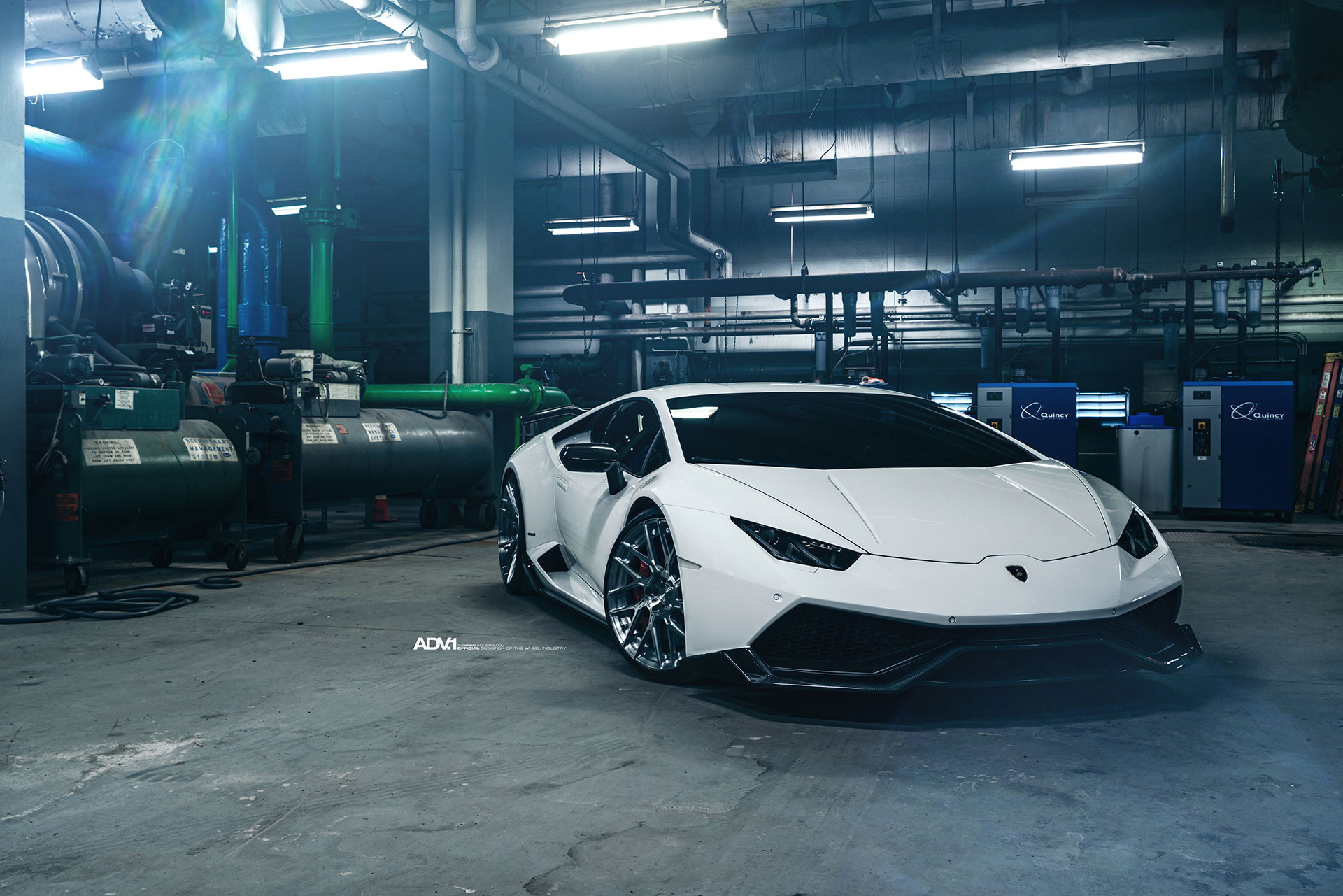White Lamborghini Huracan Carbon Fiber Front Lip - Photo by ADV.1