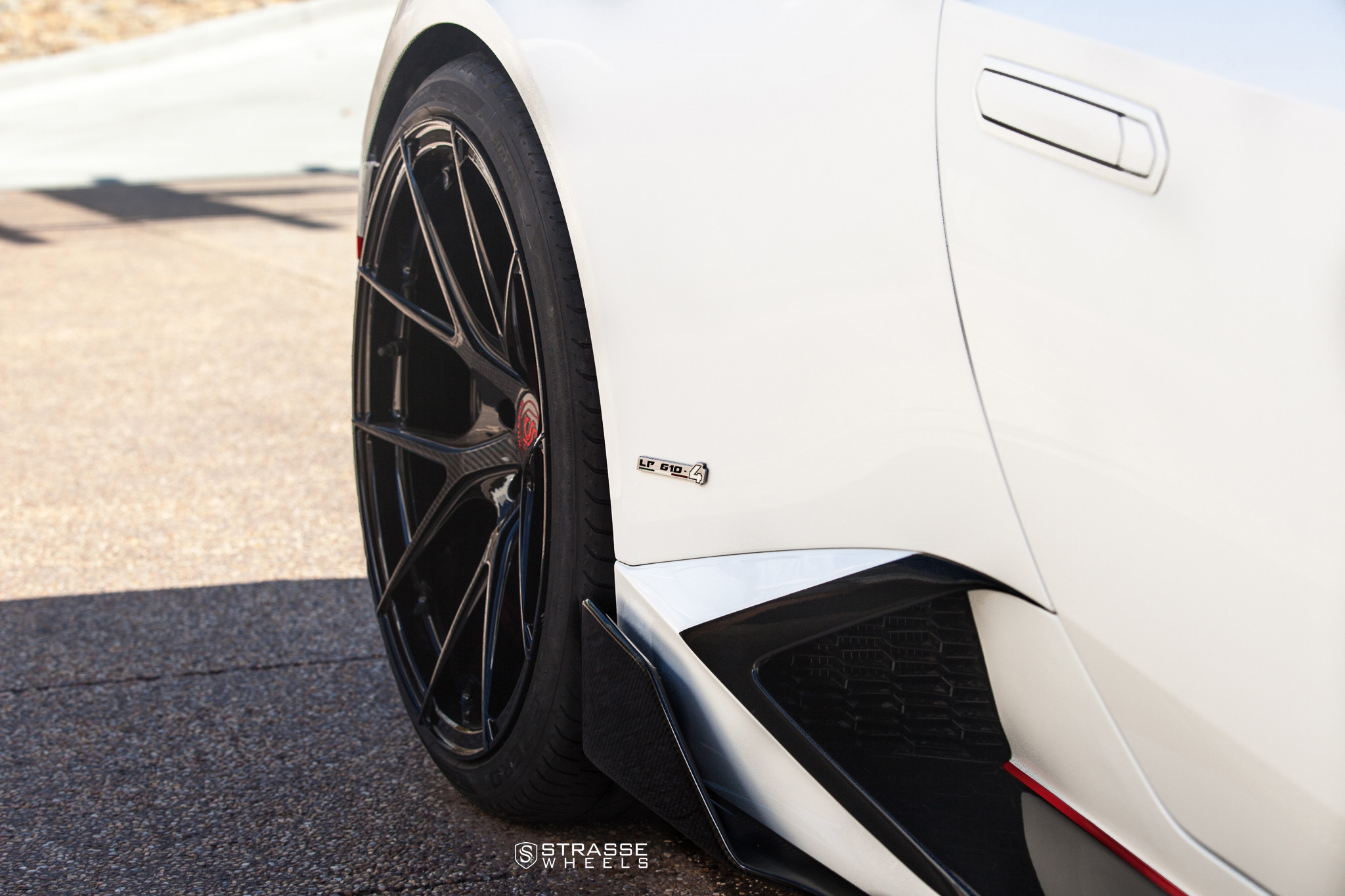 Custom White Lamborghini Huracan Carbon Fiber Side Skirts - Photo by Strasse Forged
