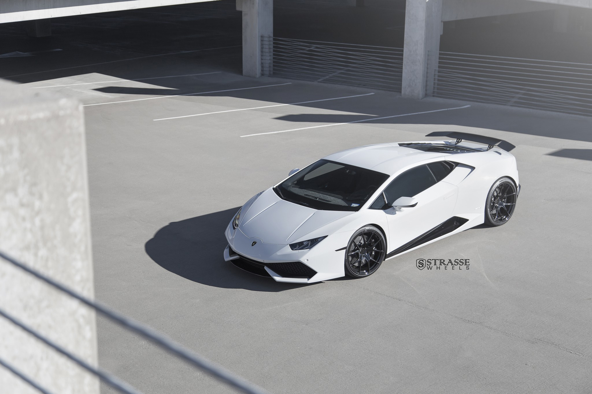 White Lamborghini Huracan with Dark Smoke LED Headlights - Photo by Strasse Forged