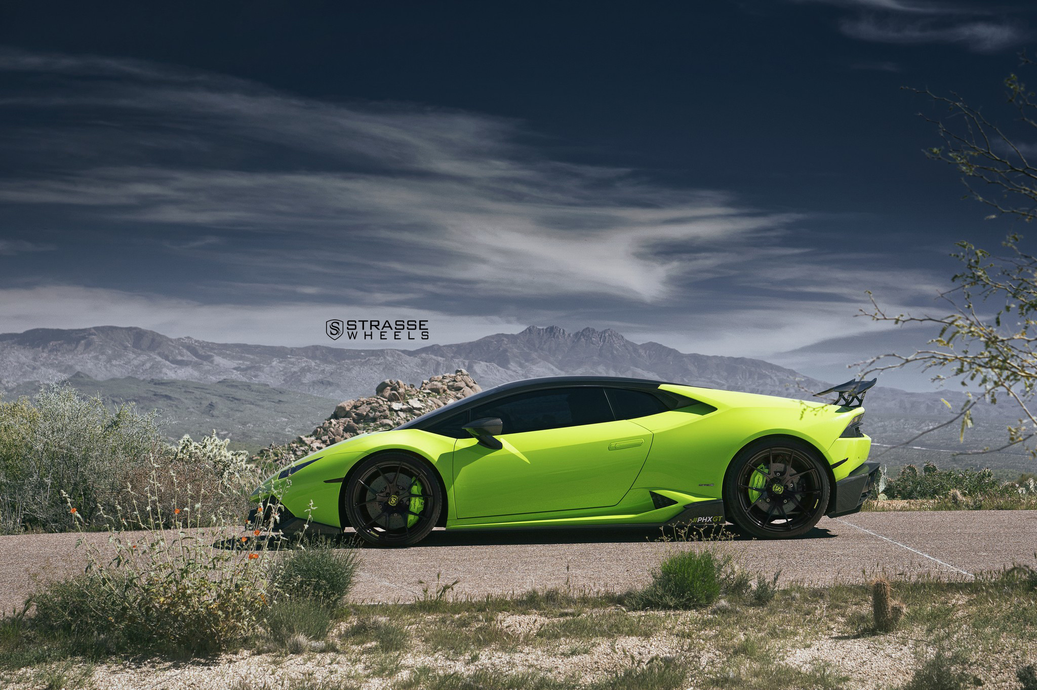 Strasse Wheels on Custom Lime Green Lamborghini Huracan - Photo by Strasse Forged