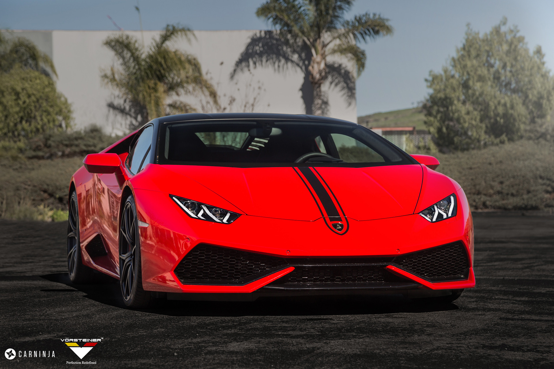 Red Lamborghini Huracan with Aftermarket Front Bumper - Photo by Vorstiner