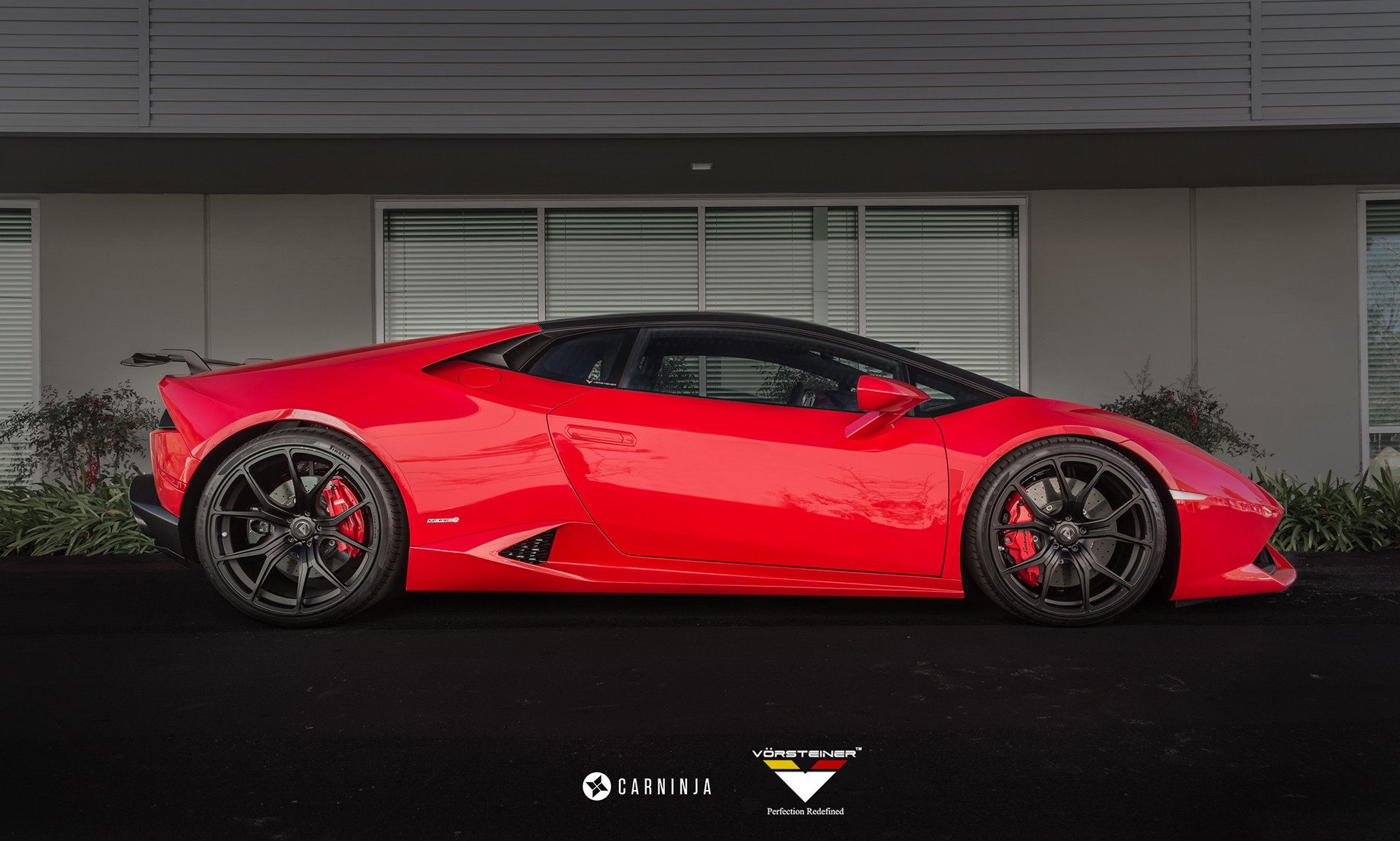 Custom Red Lamborghini Huracan Side Skirts - Photo by Vorstiner