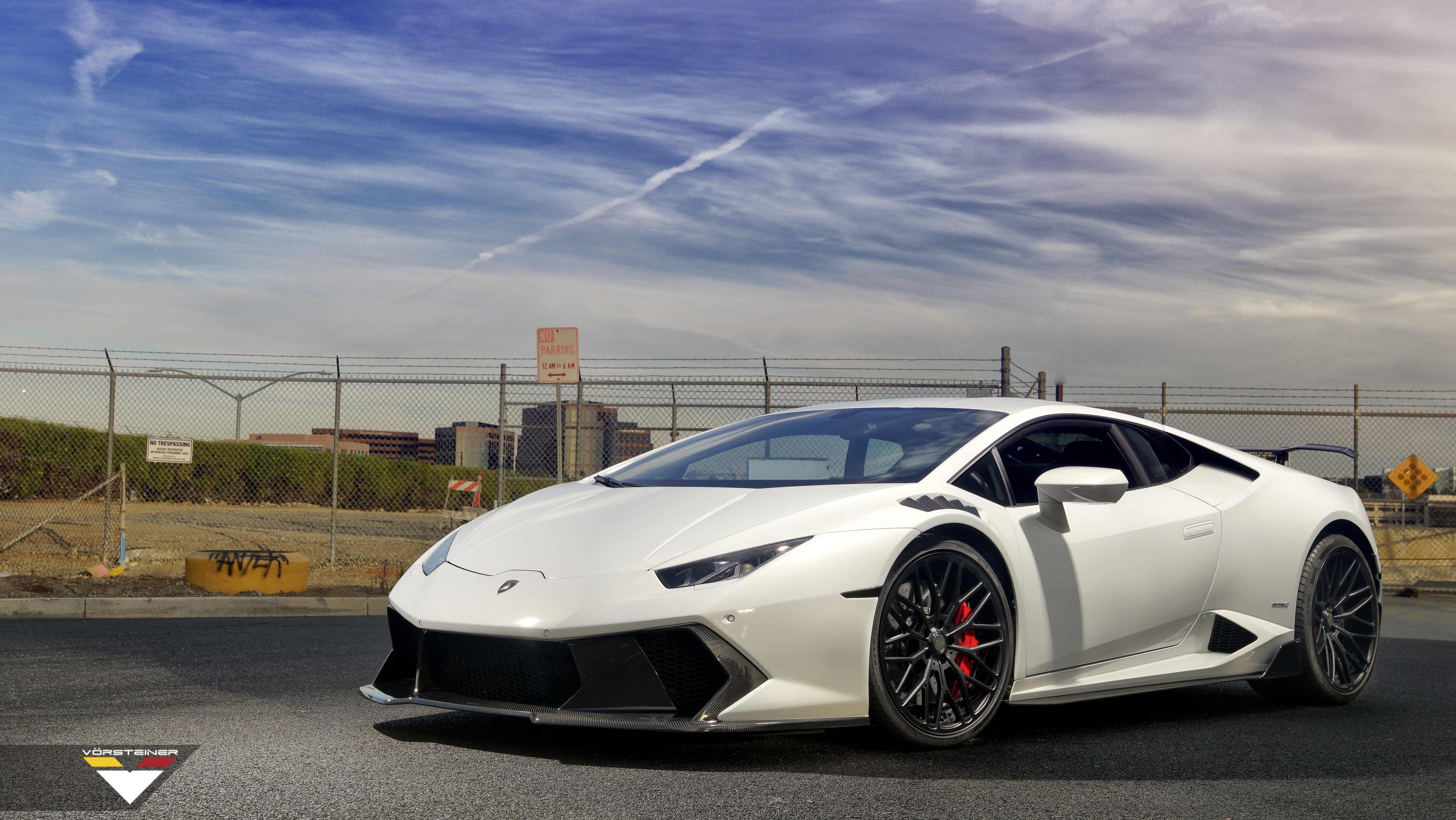Carbon Fiber Front Lip on White Lamborghini Huracan - Photo by Vorstiner