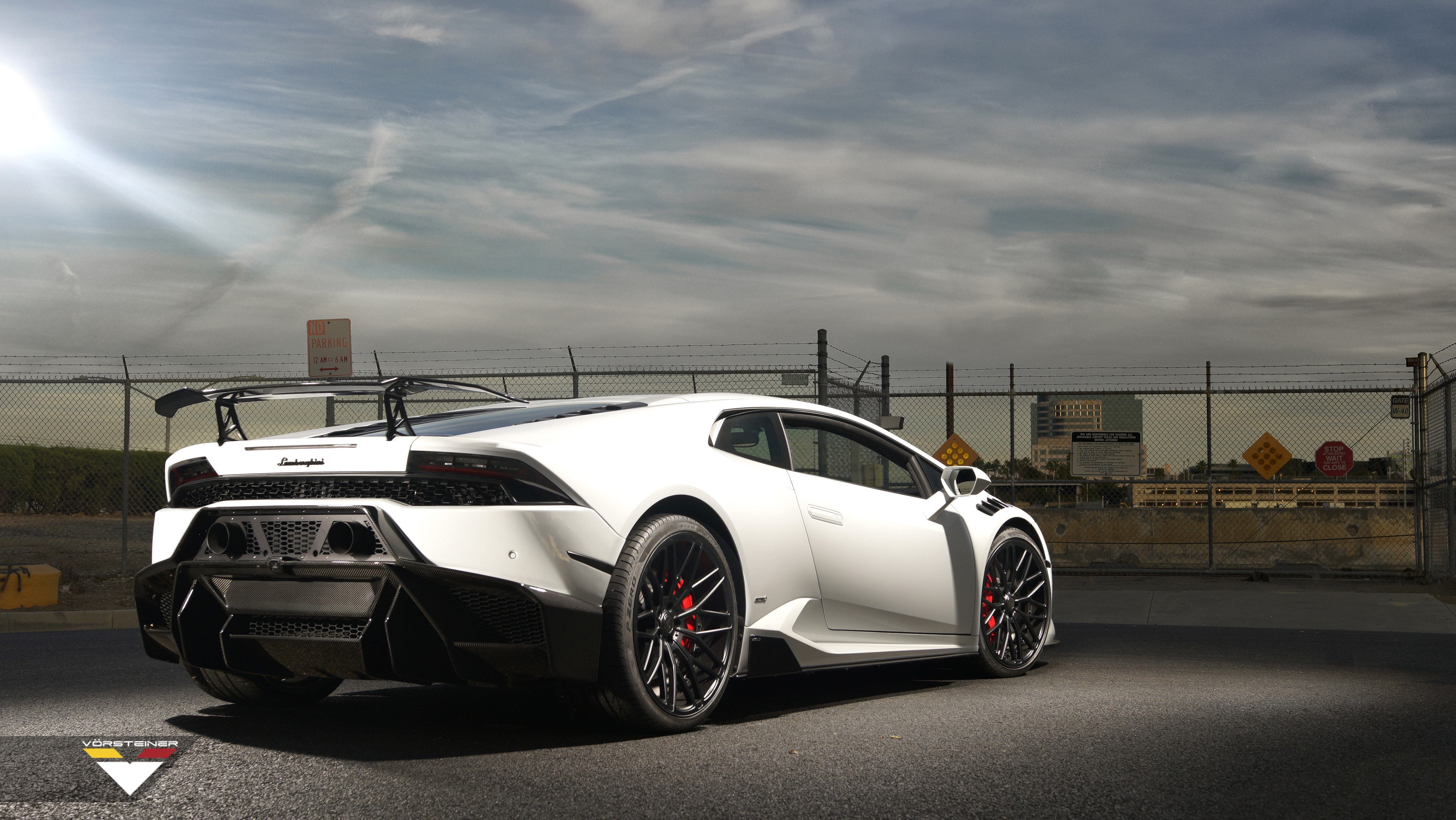 White Lamborghini Huracan with Large Wing Spoiler - Photo by Vorstiner