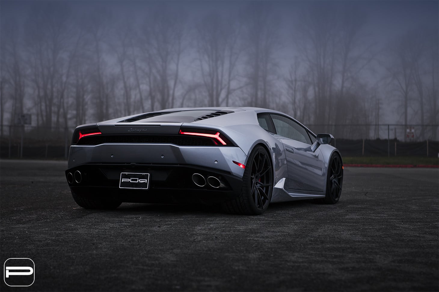 Gray Lamborghini Huracan with Custom Rear Diffuser - Photo by PUR Wheels