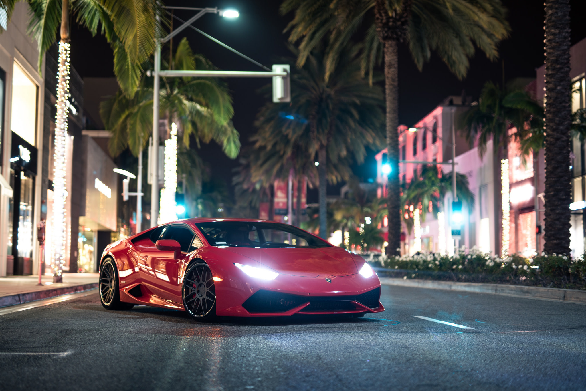 Crystal Clear Headlights on Red Lamborghini Huracan - Photo by Blaque Diamond Wheels