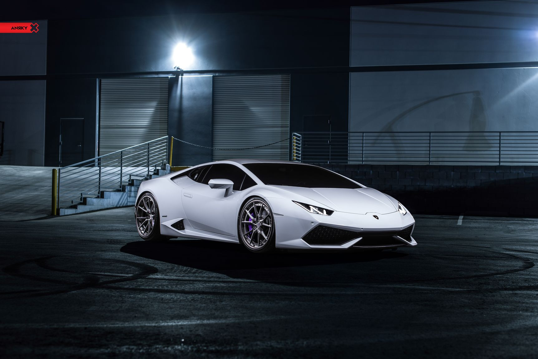 White Lamborghini Huracan with Dark Smoke Headlights - Photo by Anrky Wheels