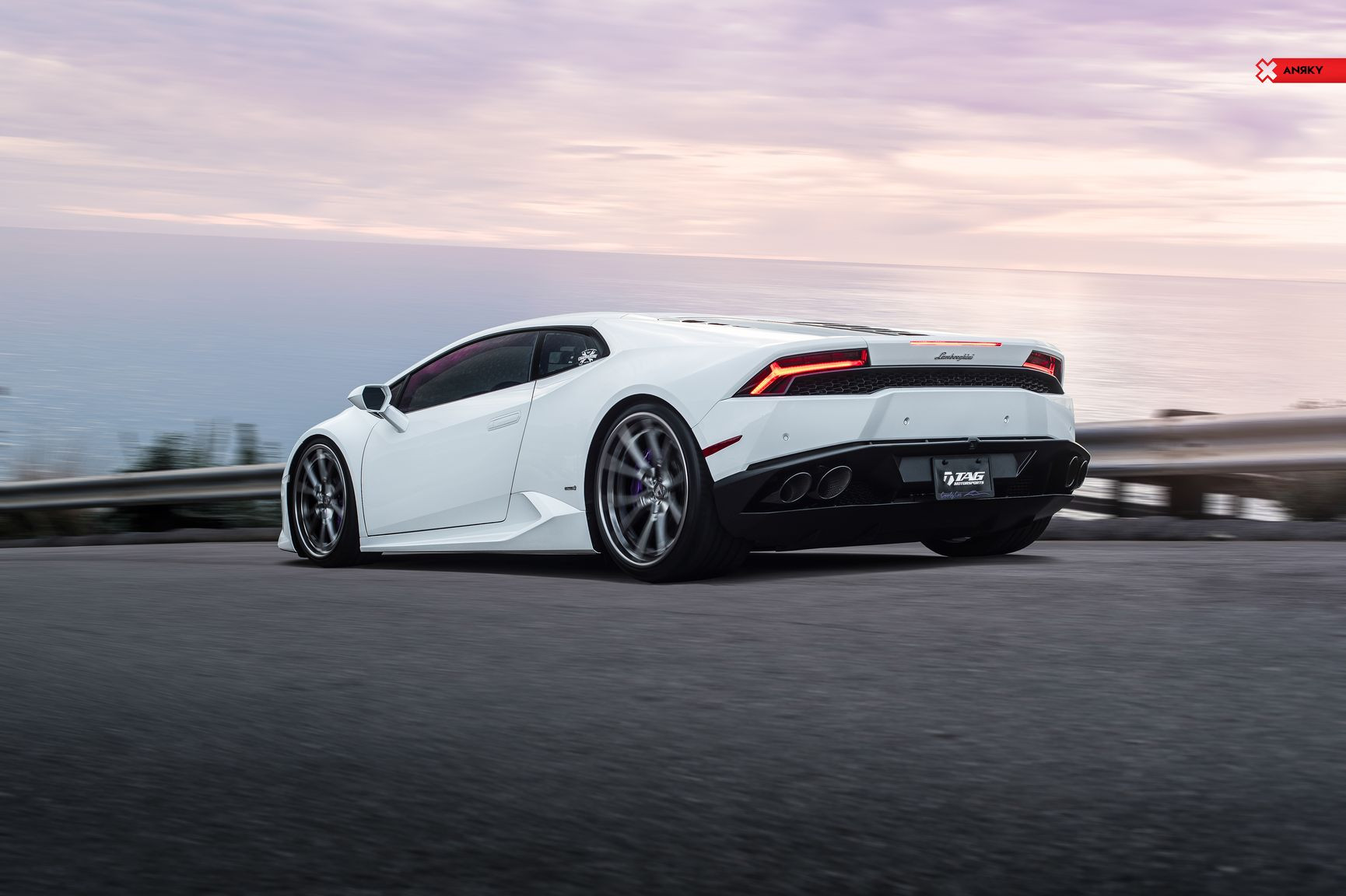 White Lamborghini Huracan with Custom Rear Diffuser - Photo by Anrky Wheels