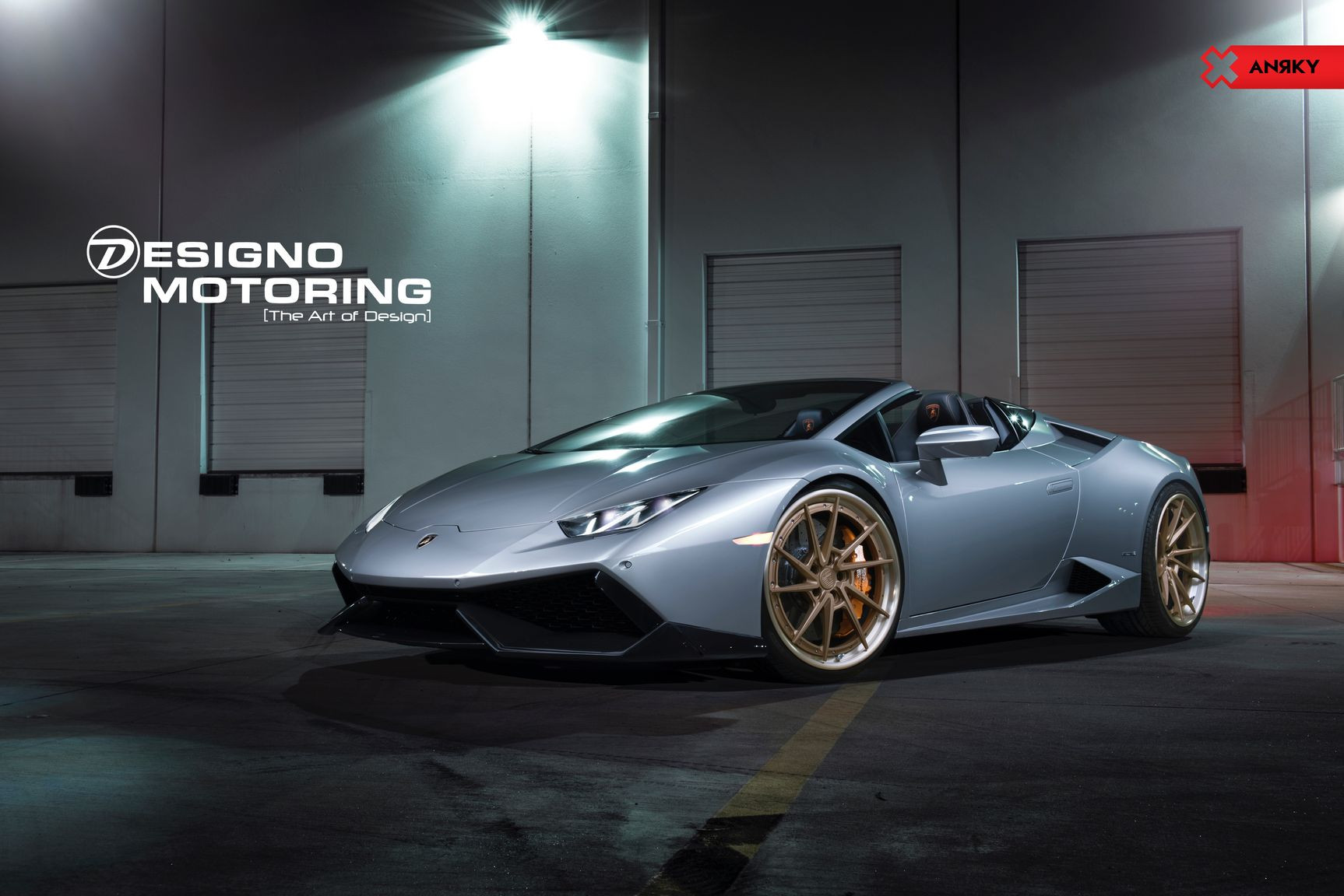 Custom Headlights on Gray Lamborghini Huracan - Photo by Anrky Wheels