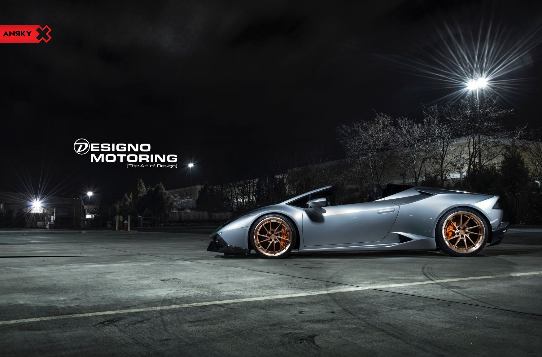 Ice Gold Anrky Wheels on Gray Lamborghini Huracan - Photo by Anrky Wheels
